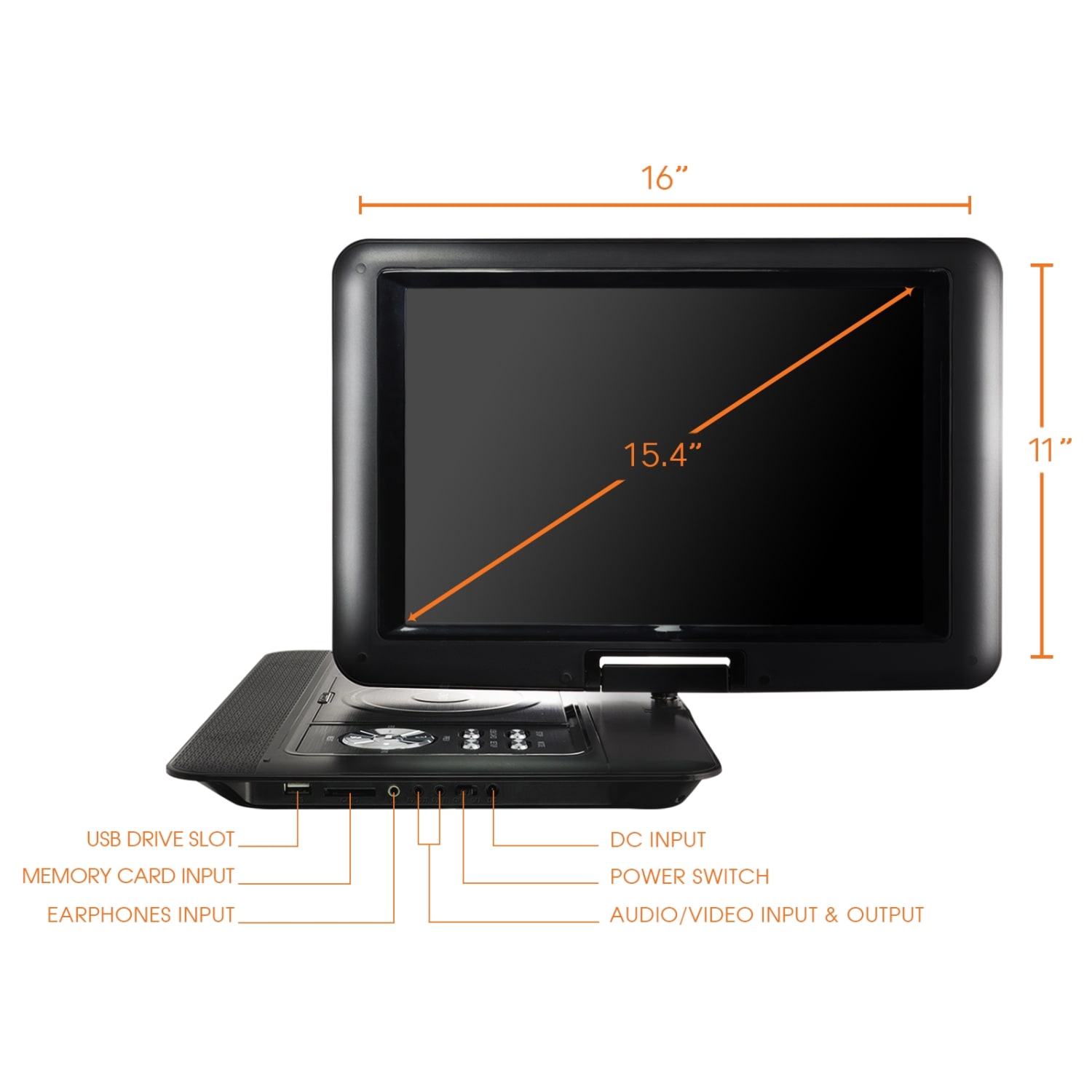 Trexonic Portable 15.4in DVD Player With Screen - Image 6