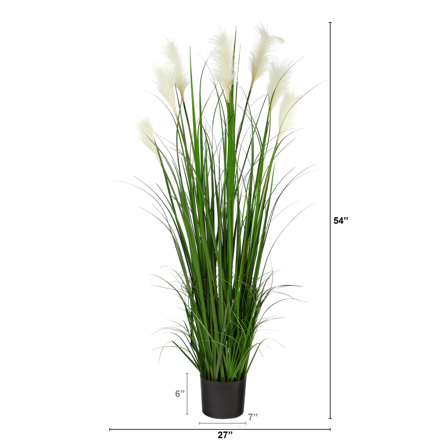 Nearly Natural Plume Grass 54inH Artificial Plant With Planter, 54inH x 27inW x 27inD, Green/Black - Image 3