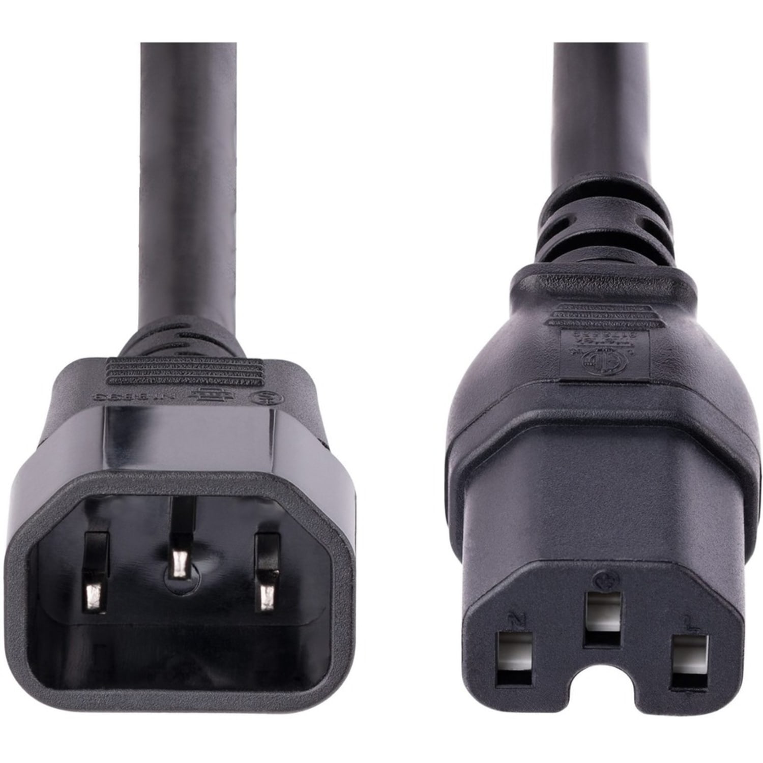 StarTech.com 10ft (3m) Heavy Duty Extension Cord, IEC C14 to IEC C15 Black Extension Cord, 15A 125V, 14AWG, Heavy Gauge Power Cable - Image 5