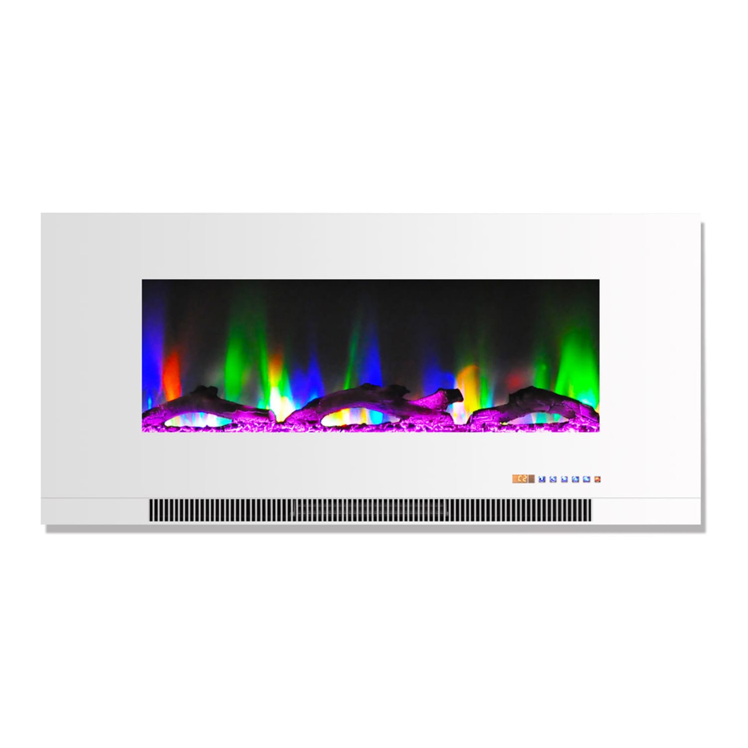 Cambridge Wall-Mount Electric Fireplace With Multicolor Flames, Driftwood Log, 42in, White - Image 3