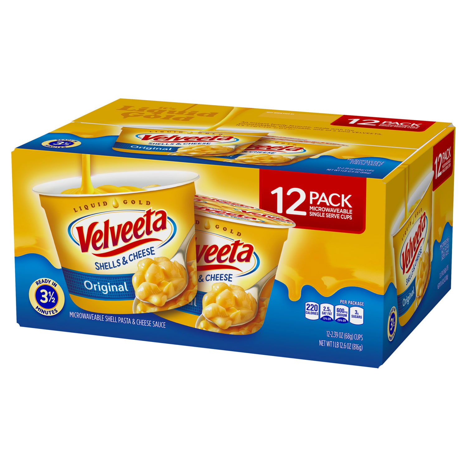 Velveeta Shells & Cheese Original Microwaveable Single-Serve Cups, 2.39 Oz, Box Of 12 Cups - Image 3