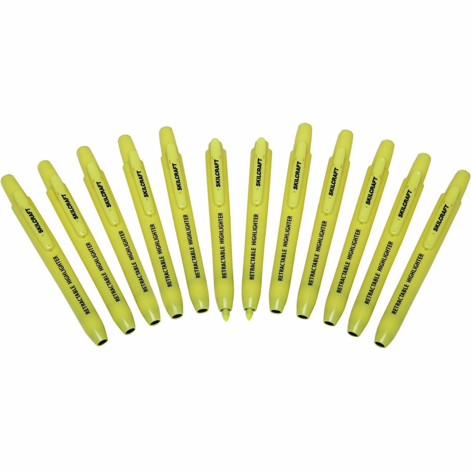 SKILCRAFT Retractable Highlighters, Chisel Tip, Yellow, Pack Of 12 (AbilityOne 7520-01-554-8210) - Image 3