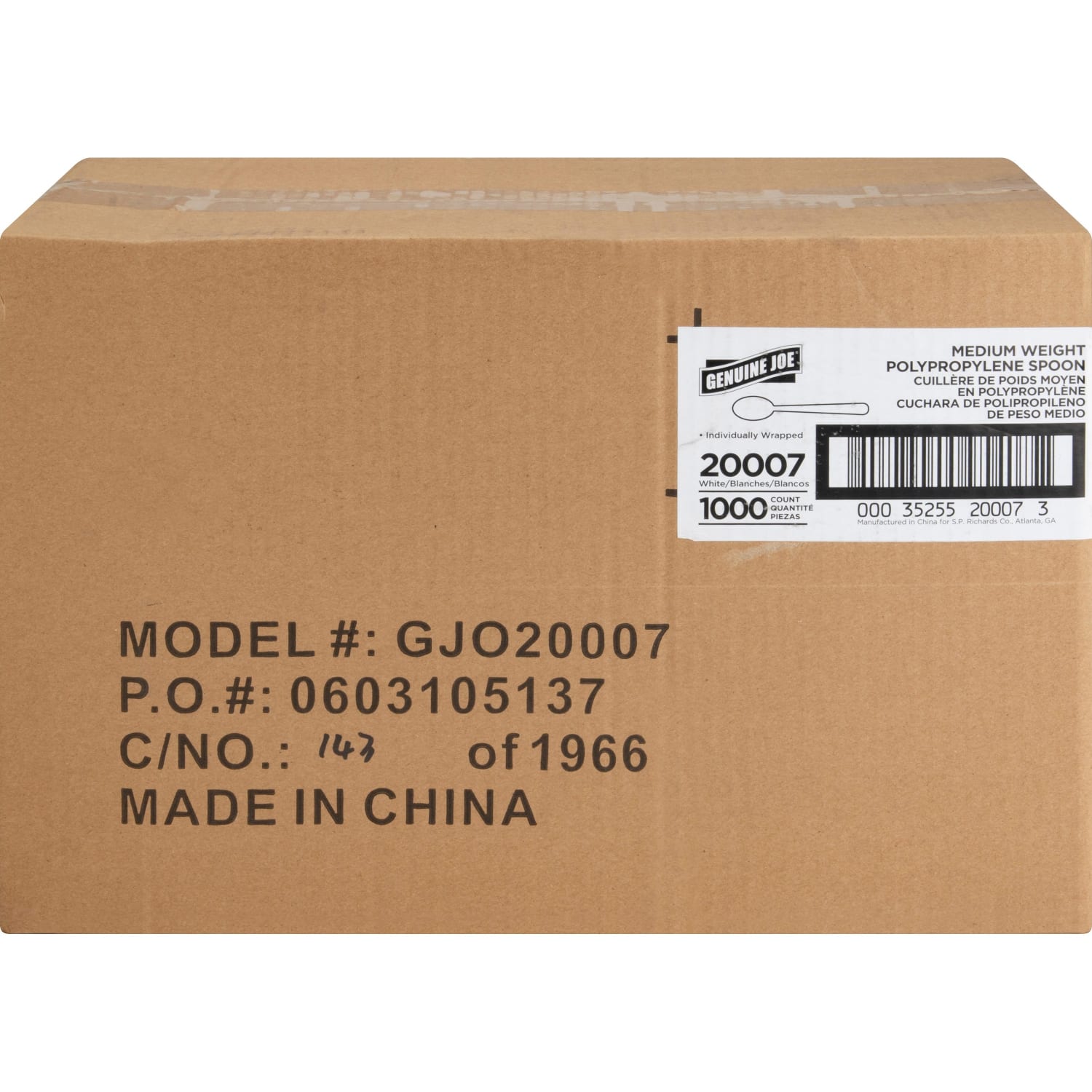 Genuine Joe Individually Wrapped Spoon - 1 Piece(s) - Spoon - 1 x Spoon - Disposable - White - 1000 / Carton - Image 3