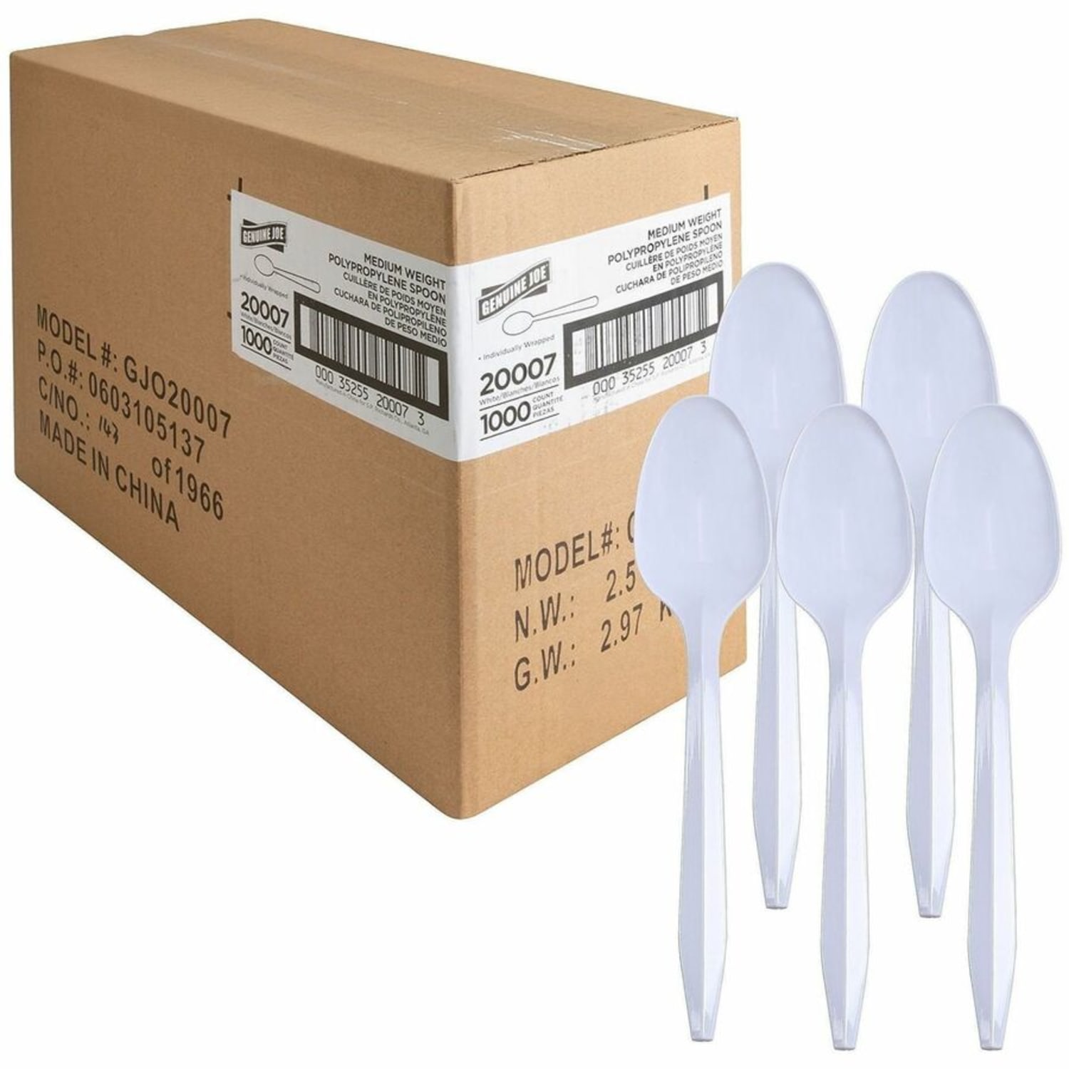 Genuine Joe Individually Wrapped Spoon - 1 Piece(s) - Spoon - 1 x Spoon - Disposable - White - 1000 / Carton - Image 5