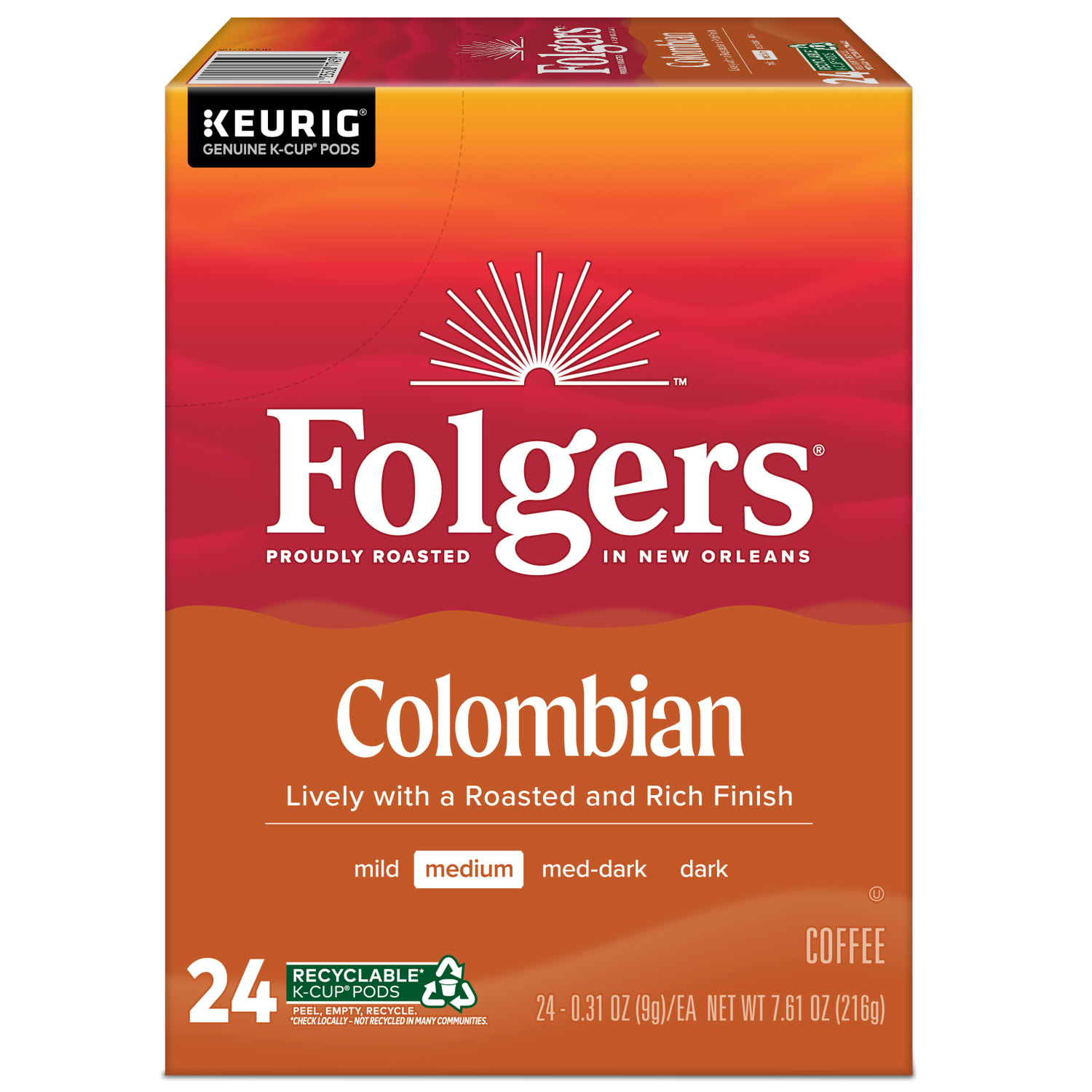 Folgers Colombian Coffee Keurig Single Serve K-Cup Pods, Medium-Dark Roast, 24 Pods Per Pack, Case Of 4 Packs - Image 4