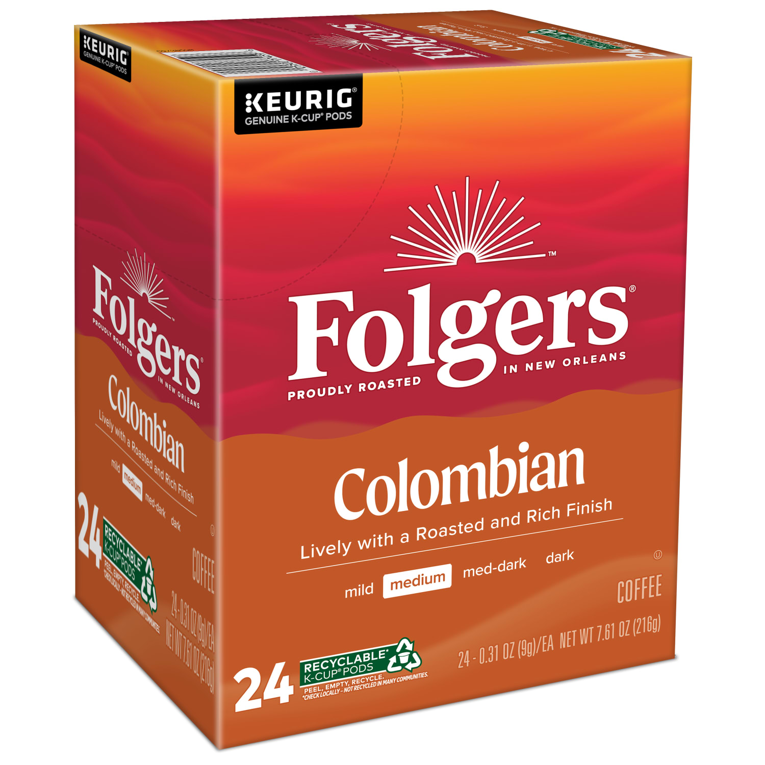 Folgers Colombian Coffee Keurig Single Serve K-Cup Pods, Medium-Dark Roast, 24 Pods Per Pack, Case Of 4 Packs - Image 5