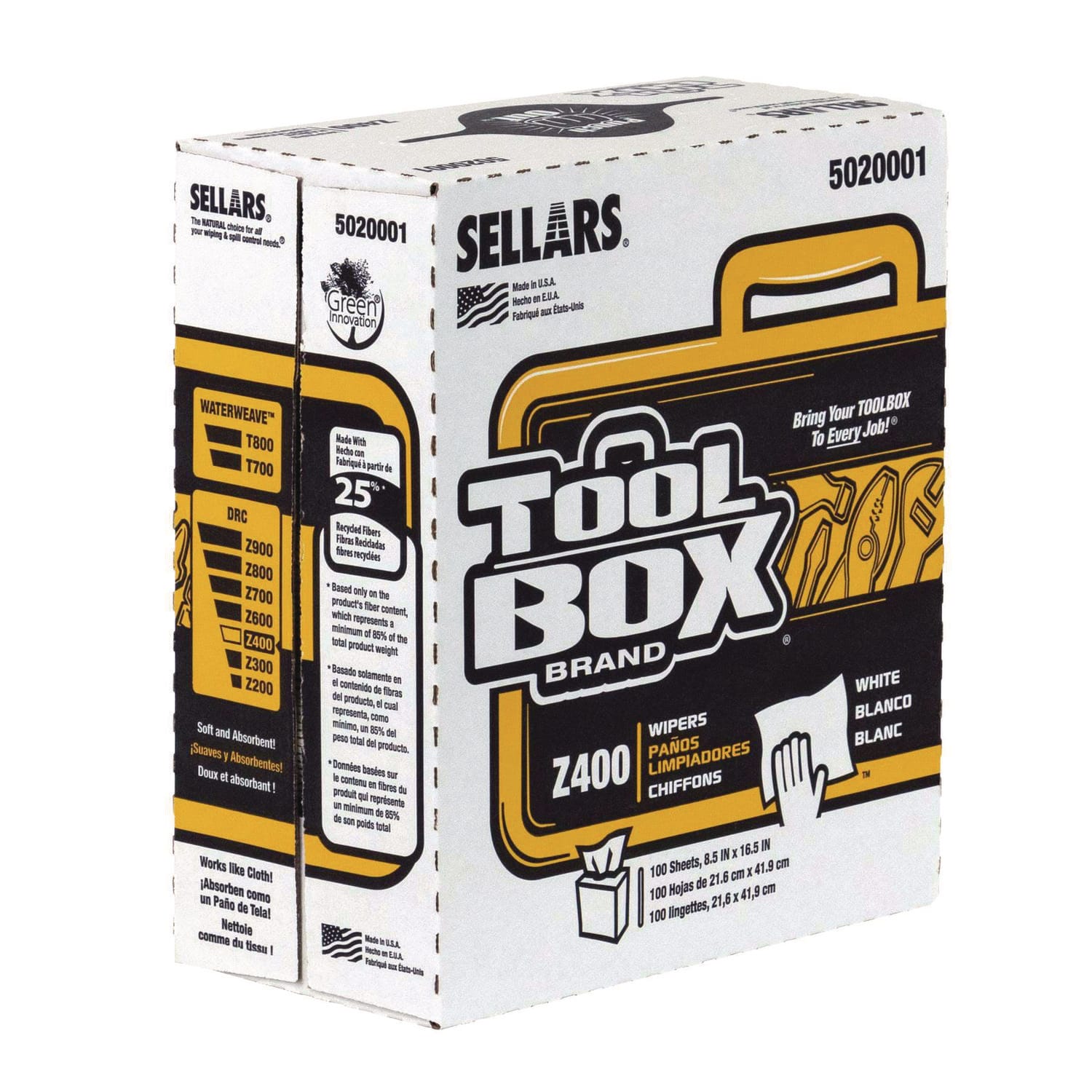 TOOLBOX Z400 Interfold Pop-Up Wipers, 1-Ply, 8.5 x 16.5, White, 8/Carton - Image 4
