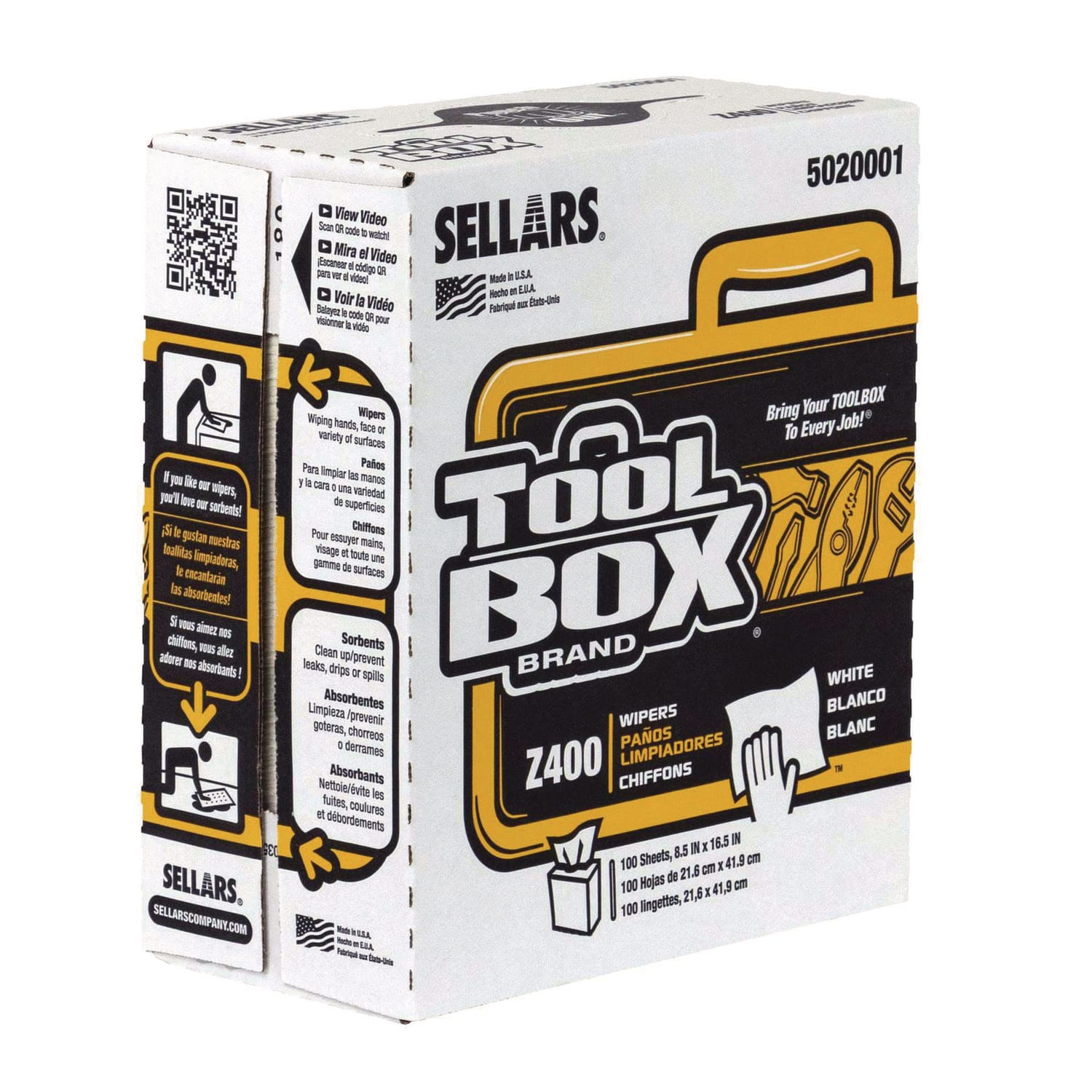 TOOLBOX Z400 Interfold Pop-Up Wipers, 1-Ply, 8.5 x 16.5, White, 8/Carton - Image 5