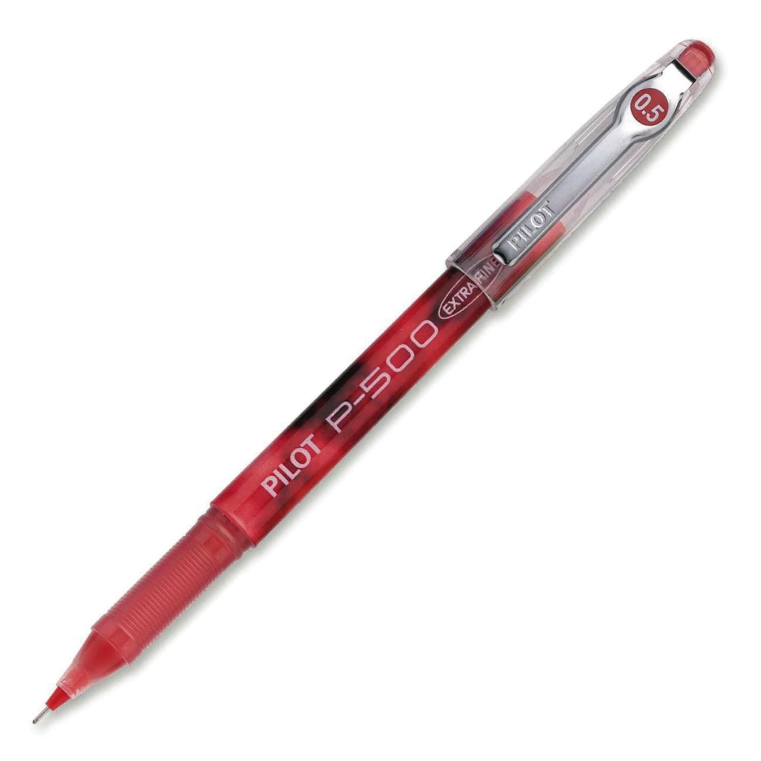 Pilot Gel Ink Rollerball Pens, P-500, Extra-Fine Point, 0.5 mm, Red Barrel, Red Ink, Pack Of 12 Pens - Image 3