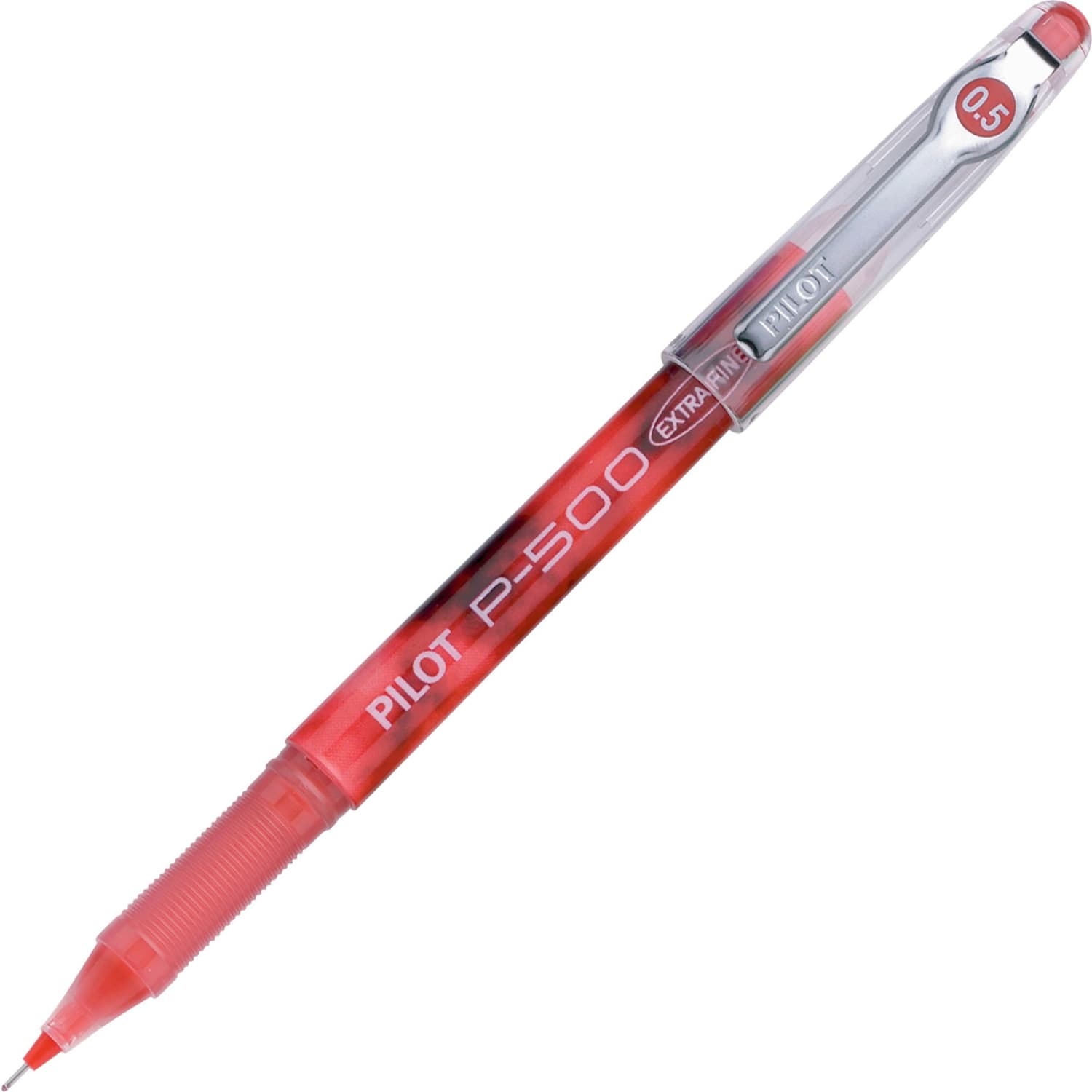Pilot Gel Ink Rollerball Pens, P-500, Extra-Fine Point, 0.5 mm, Red Barrel, Red Ink, Pack Of 12 Pens - Image 4