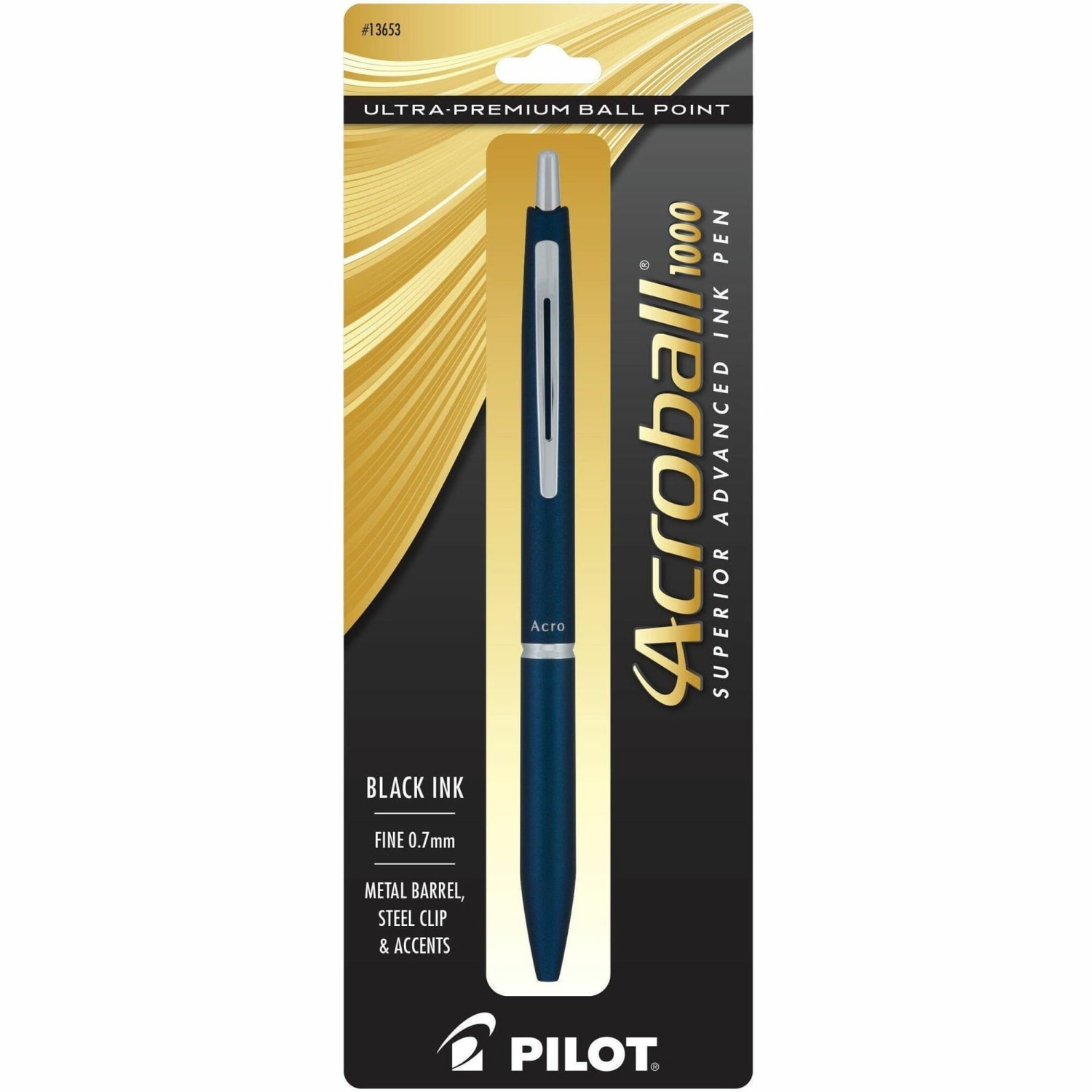 Pilot Acroball 1000 Ultra-Premium Ballpoint Pen, Fine Point, 0.7 mm, Navy Barrel, Black Ink - Image 5