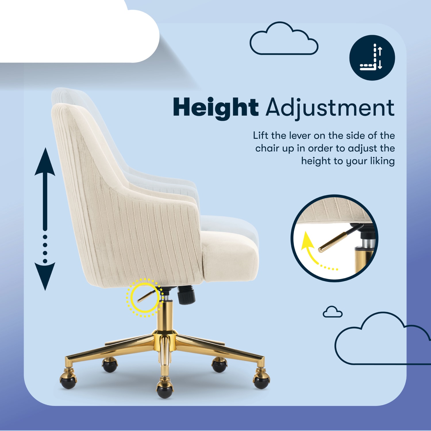 Serta® Scarlett Ergonomic Fabric Mid Back Home Office Chair Beige PopularChairscom