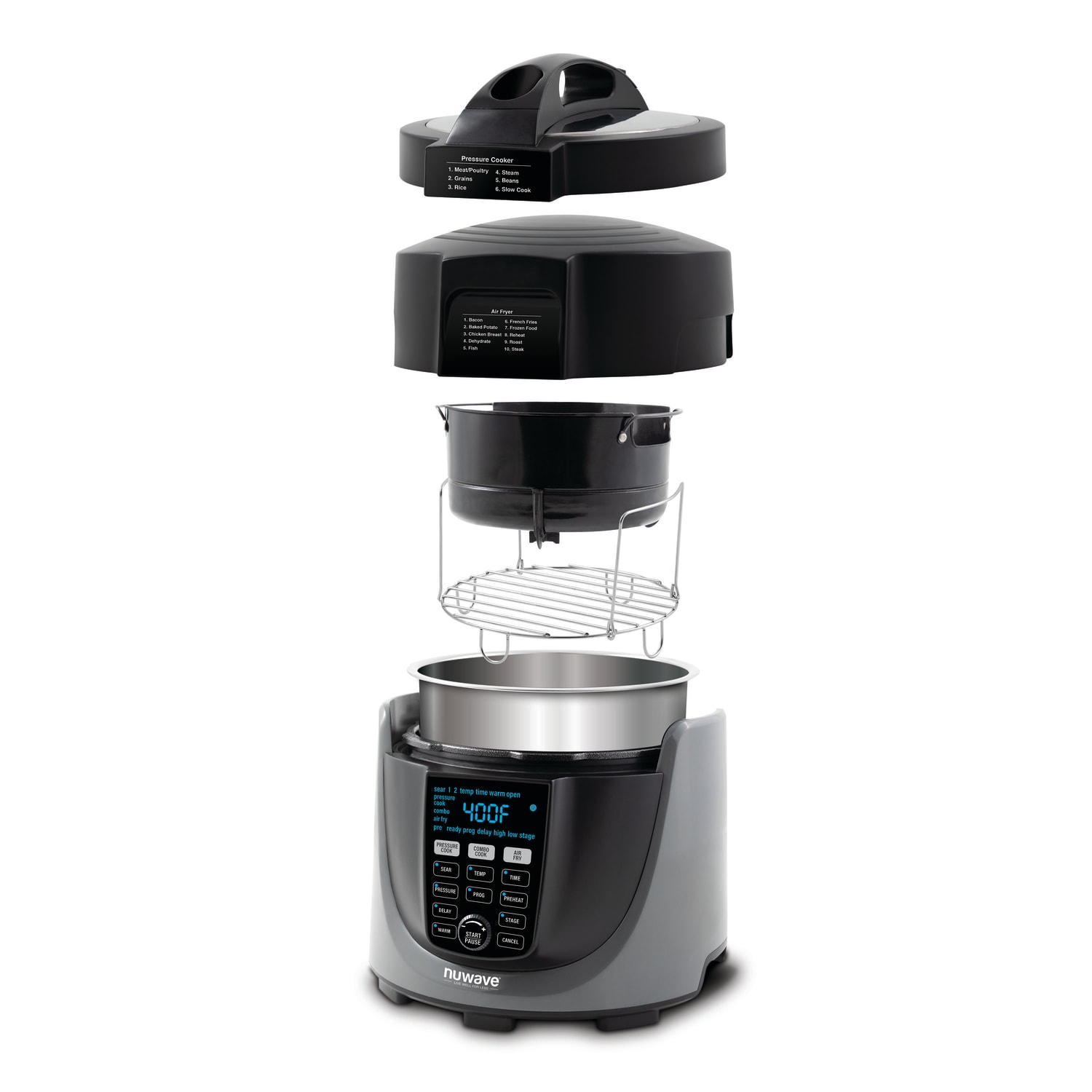 NuWave 33901 Duet Pressure Cooker/Air Fryer, 11-3/4inH x 12-3/4inW x 22inD, Black - Image 3