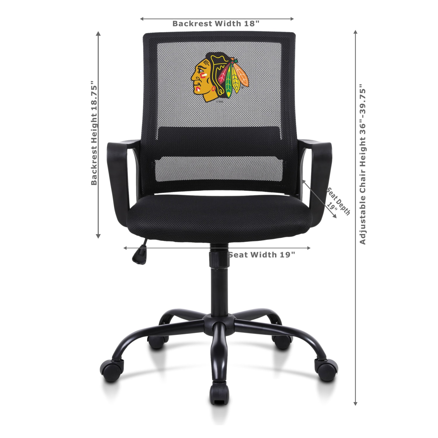 Imperial NHL Mesh Mid-Back Task Chair, Chicago Blackhawks - Image 3