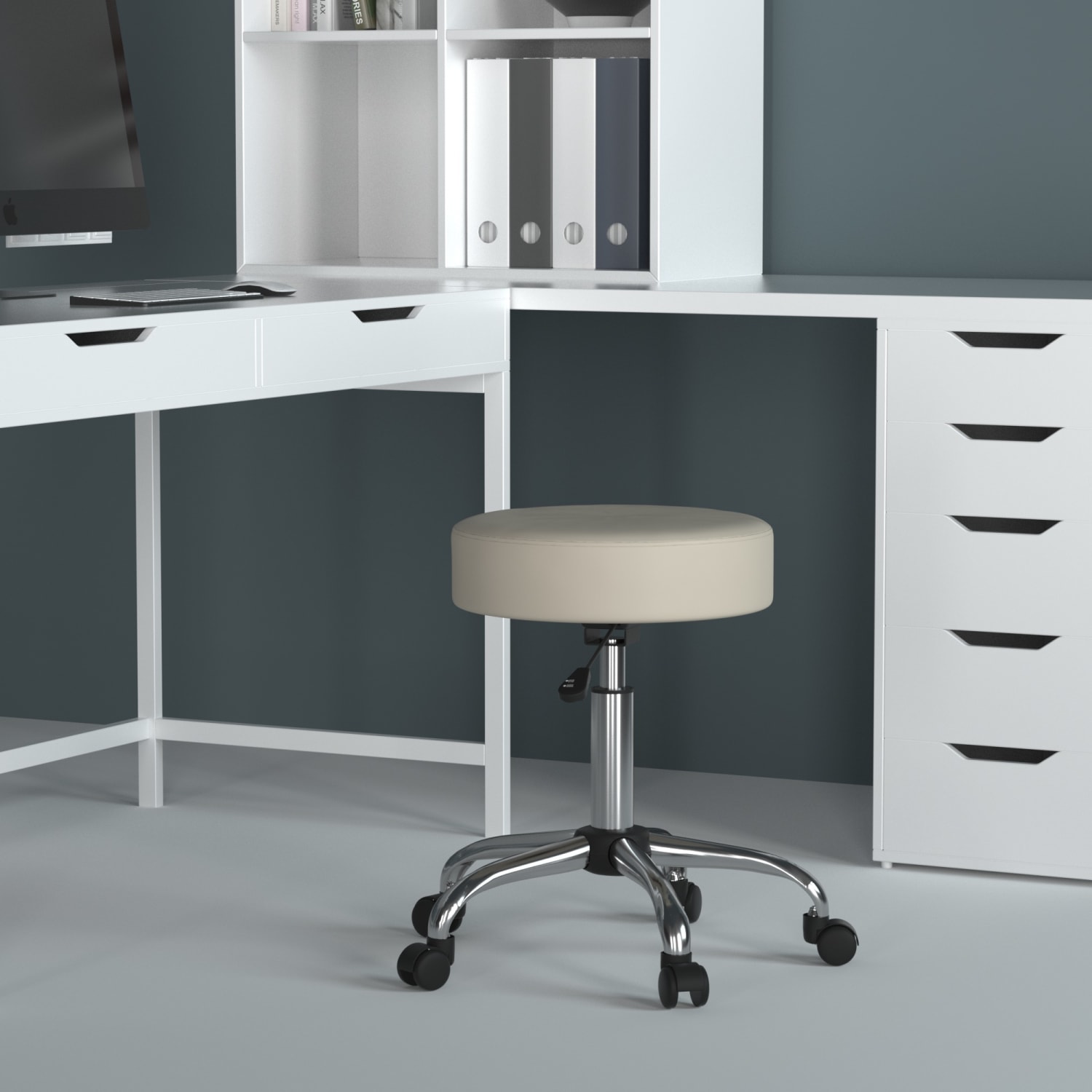 Boss Office Products Caressoft Medical Stool with Antimicrobial Protection, Beige/Chrome - Image 5