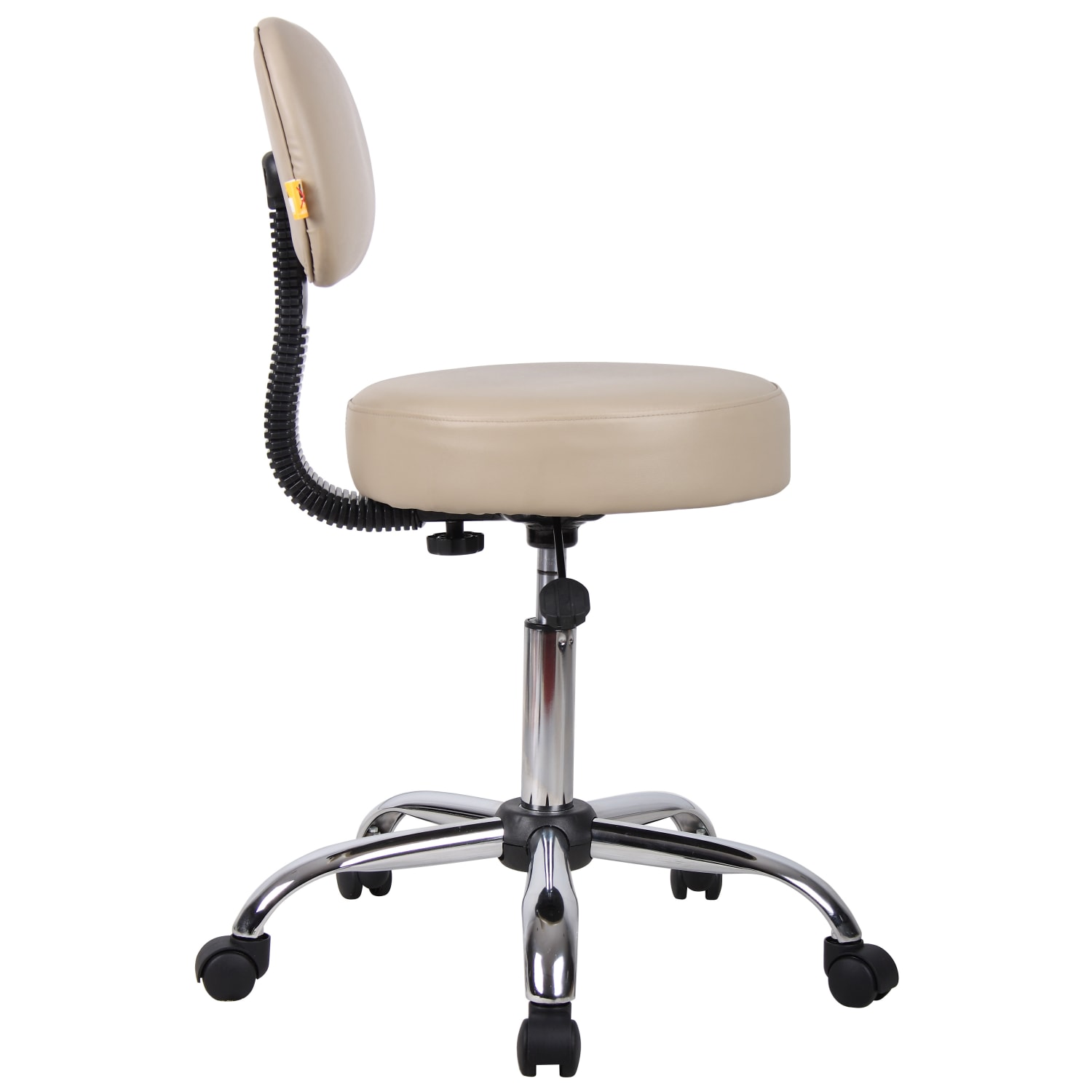 Boss Office Products Antimicrobial Medical Stool With Back, Beige/Chrome - Image 3
