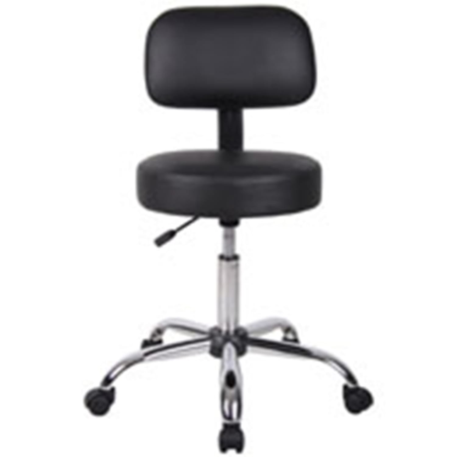 Boss Office Products Medical Stool With Back And Antimicrobial Vinyl, Black/Chrome - Image 3