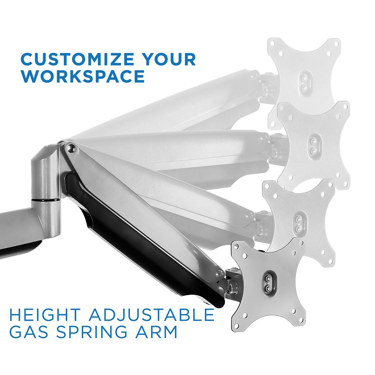 Mount-It! MI-2753 Triple-Monitor Mount, 15inH x 19inW x 7.5inD, Silver - Image 3