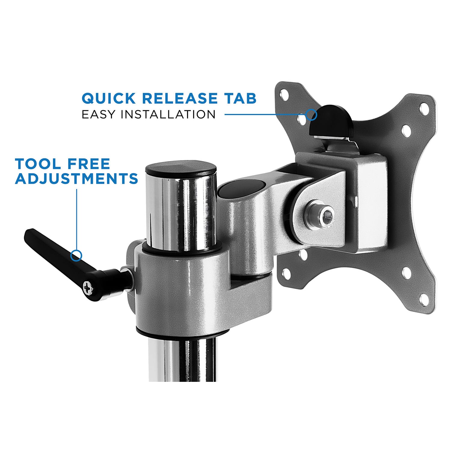 Mount-It! MI-2753 Triple-Monitor Mount, 15inH x 19inW x 7.5inD, Silver - Image 5