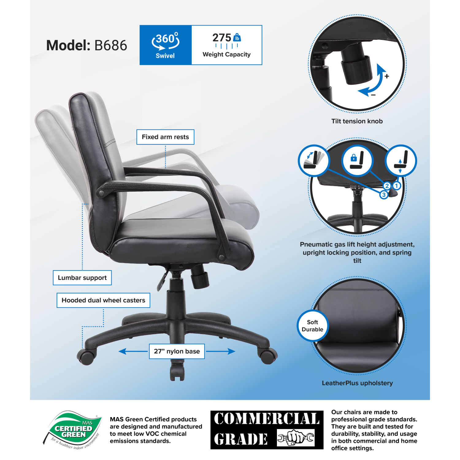 Boss Office Products Ergonomic Bonded Leather Executive MidBack Chair Black PopularChairscom Boss Office Products Ergonomic Bonded Leather Executive Mid Back Chair Black PopularChairscom