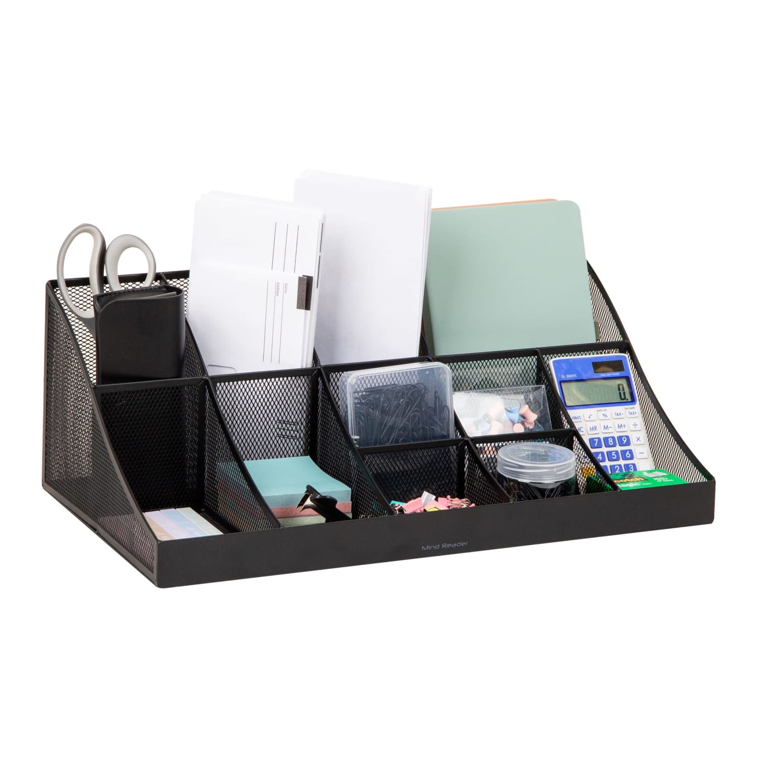 Mind Reader Countertop Organizer, 2-Tier Office Breakroom Supply Caddy, 6-53/8inH x 9-1/2inW x 17-63/8inD, Black