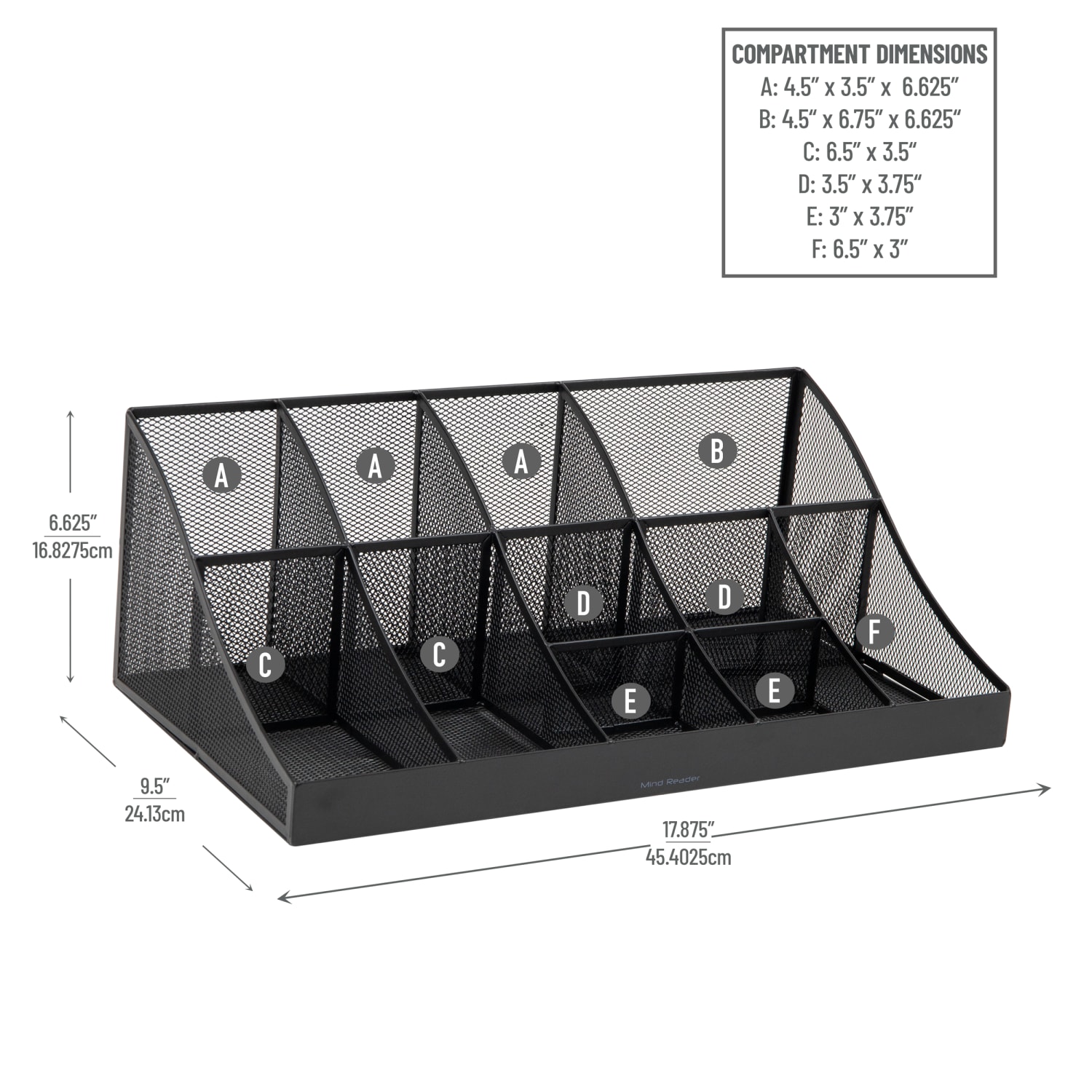 Mind Reader 11-Compartment Coffee Cup and Condiment Organizer, 6-53/8inH x 9-1/2inW x 17-63/8inD, Black - Image 5