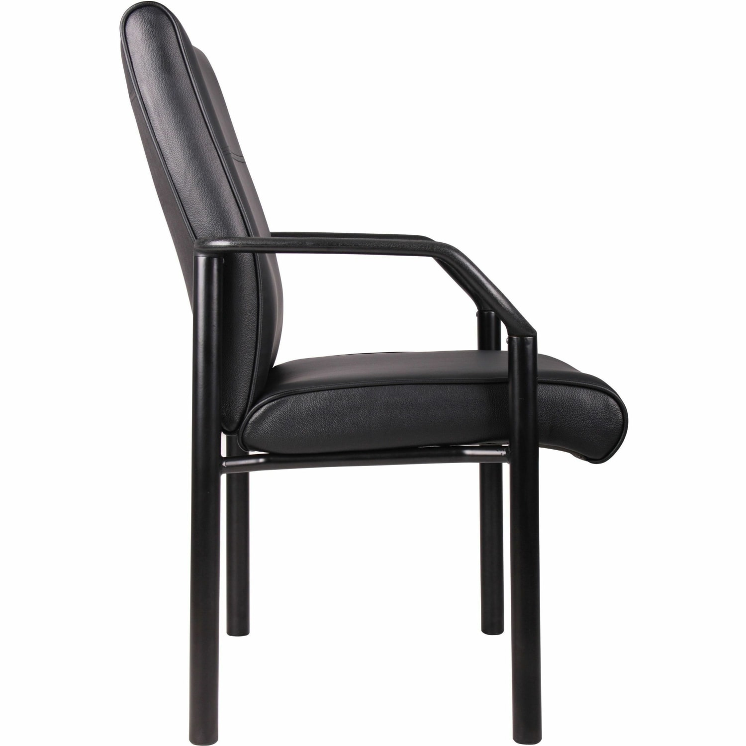 Boss Office Products Faux Leather Mid Back Guest Chair Black PopularChairscom