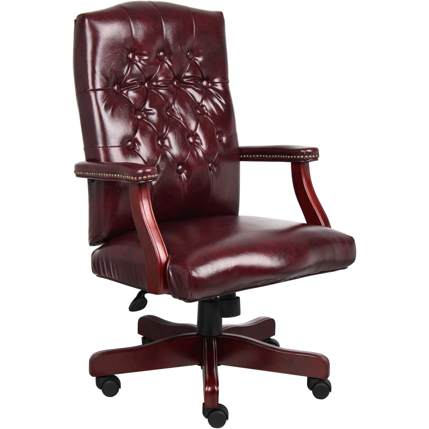 Boss Office Products Traditional Ergonomic High-Back Executive Chair, 47inH, Burgundy/Mahogany - Image 7