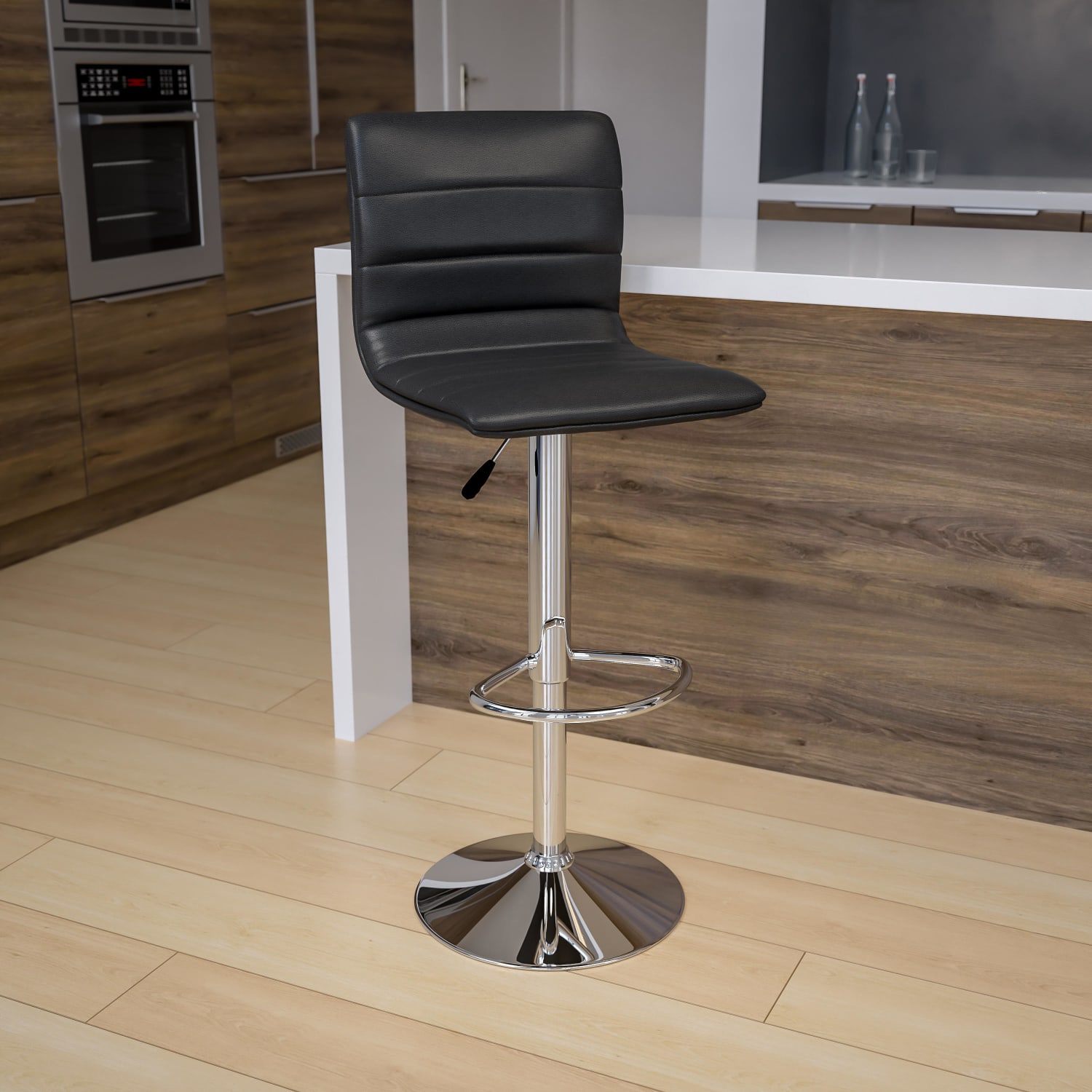 Flash Furniture Contemporary Adjustable Bar Stools, Gray Vinyl/Chrome Frame