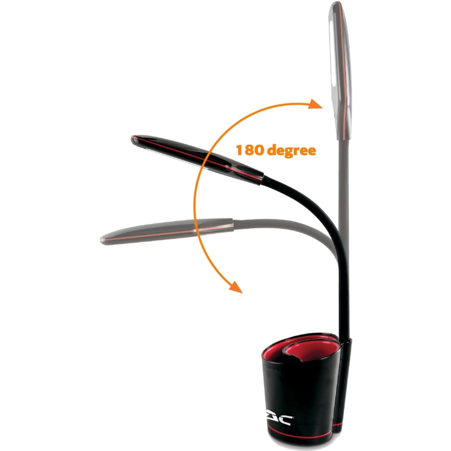 Data Accessories Company Desk Lamp - 16in Height - 5.50 W LED Bulb - Desk Mountable - Black, Red - for Office, Home, Dorm - Image 4