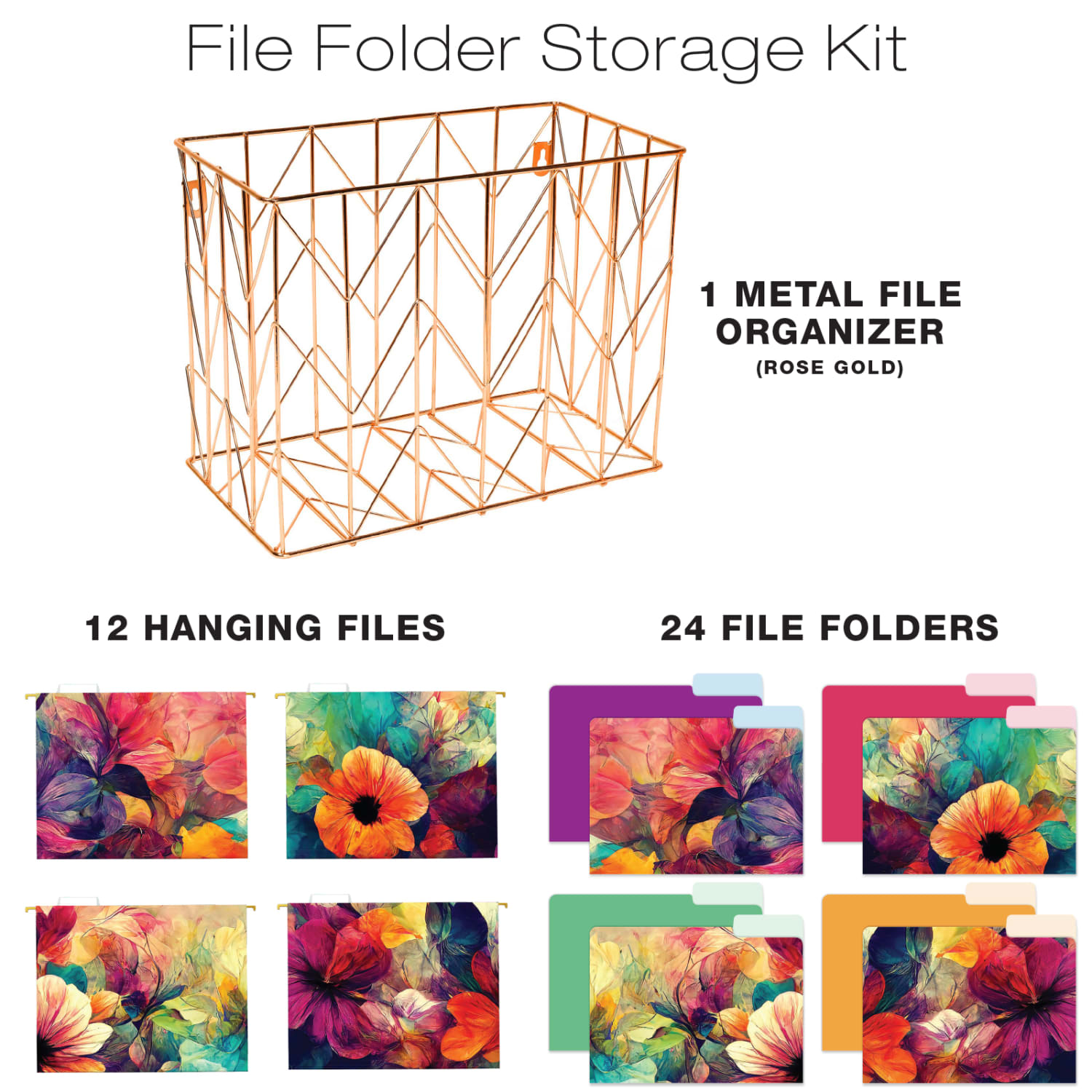 Global Deluxe Designer Hanging File Folders Kit, Letter Size, Abstract Floral, Kit Of 36 Folders - Image 3