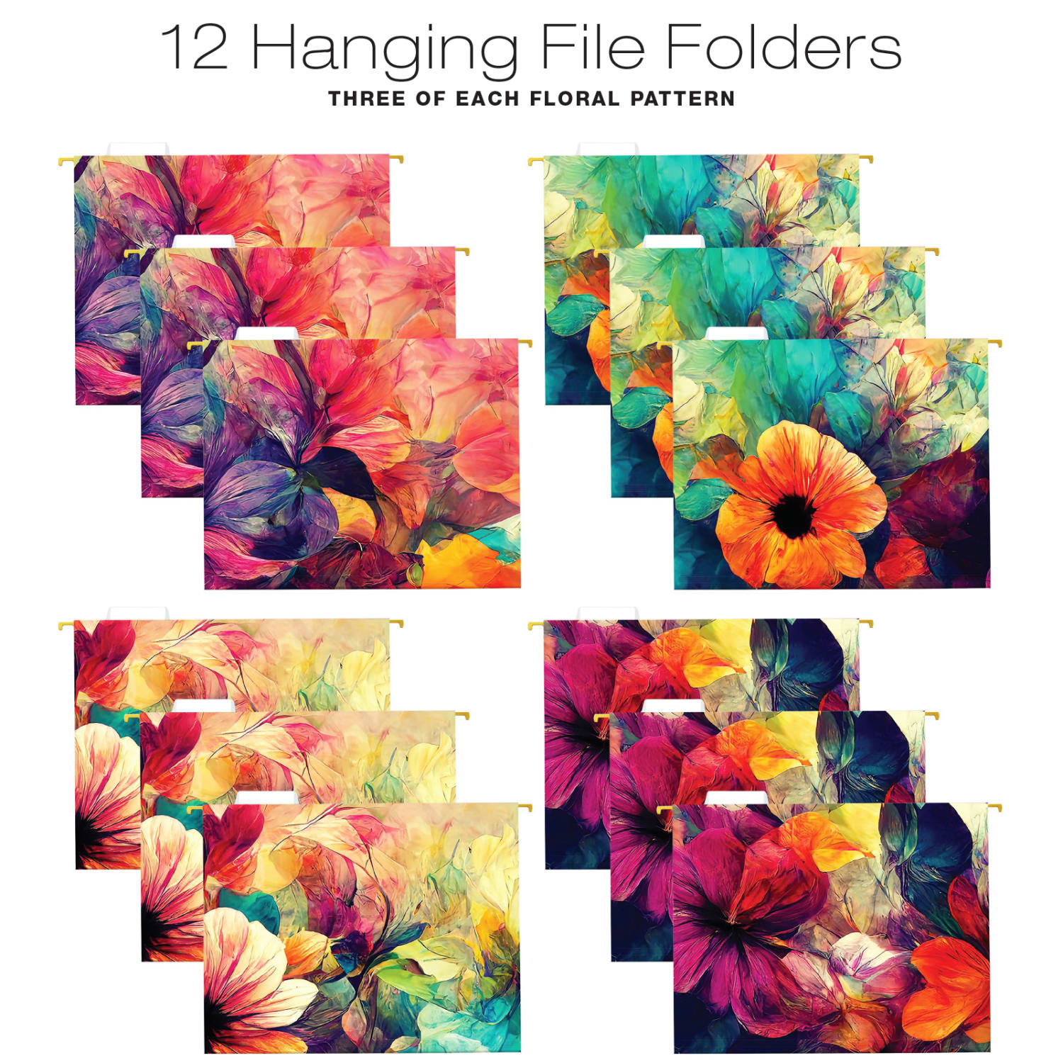 Global Deluxe Designer Hanging File Folders Kit, Letter Size, Abstract Floral, Kit Of 36 Folders - Image 5