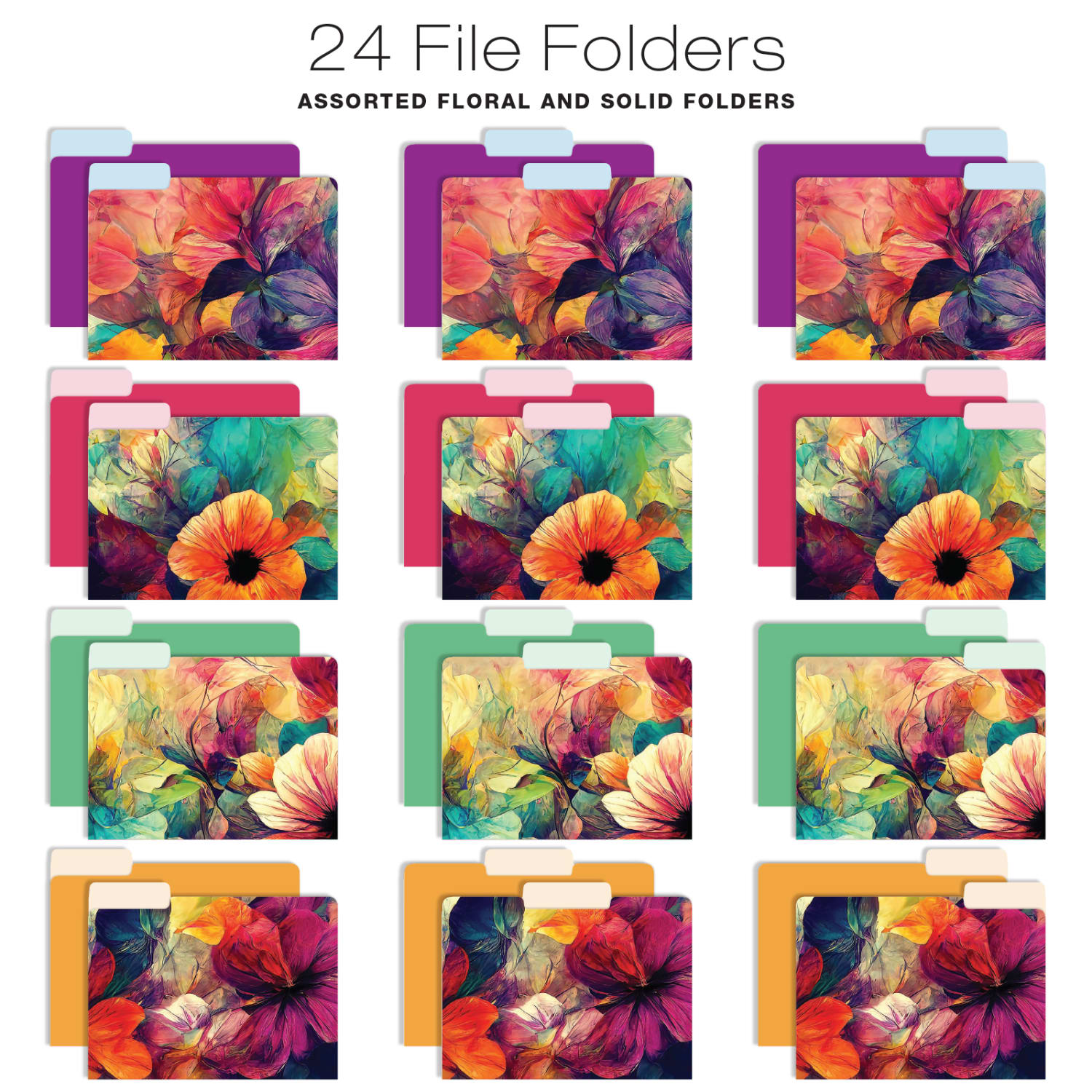 Global Deluxe Designer Hanging File Folders Kit, Letter Size, Abstract Floral, Kit Of 36 Folders - Image 6