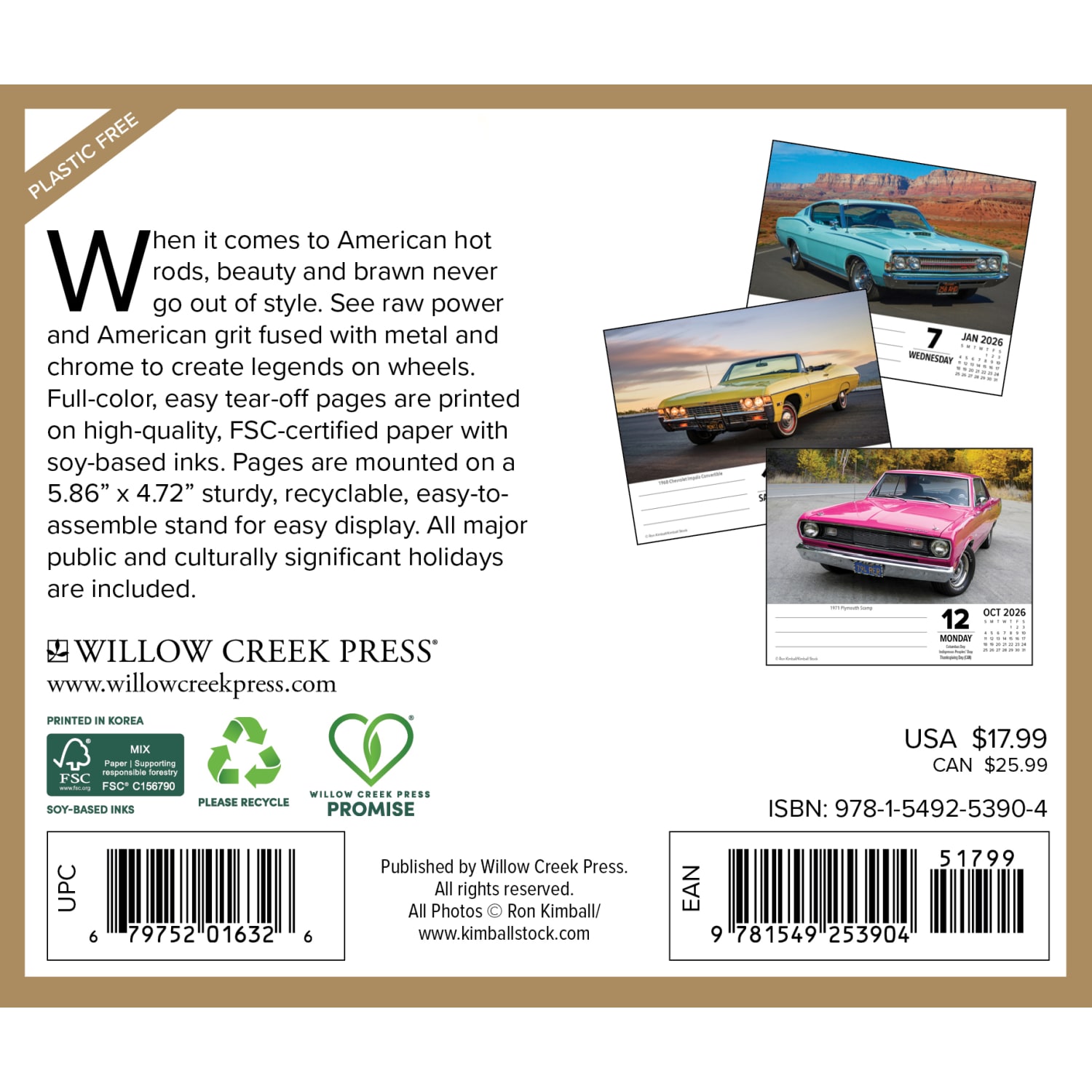 2026 Willow Creek Press Page-A-Day Daily Desk Calendar, 6-1/4in x 5-1/2in, American Muscle Cars, January To December, 53904 - Image 6