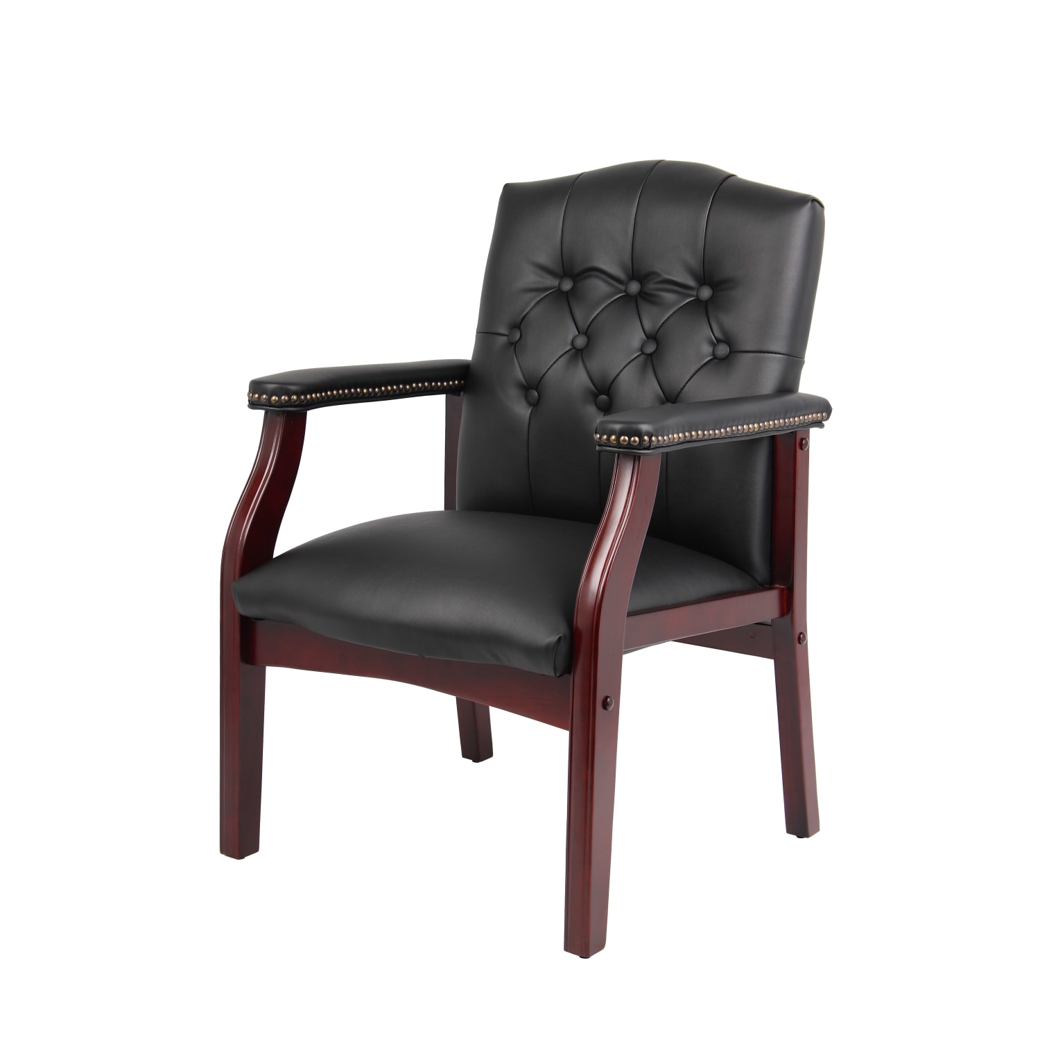 Boss Office Products Traditional Guest Chair MahoganyBlack PopularChairscom