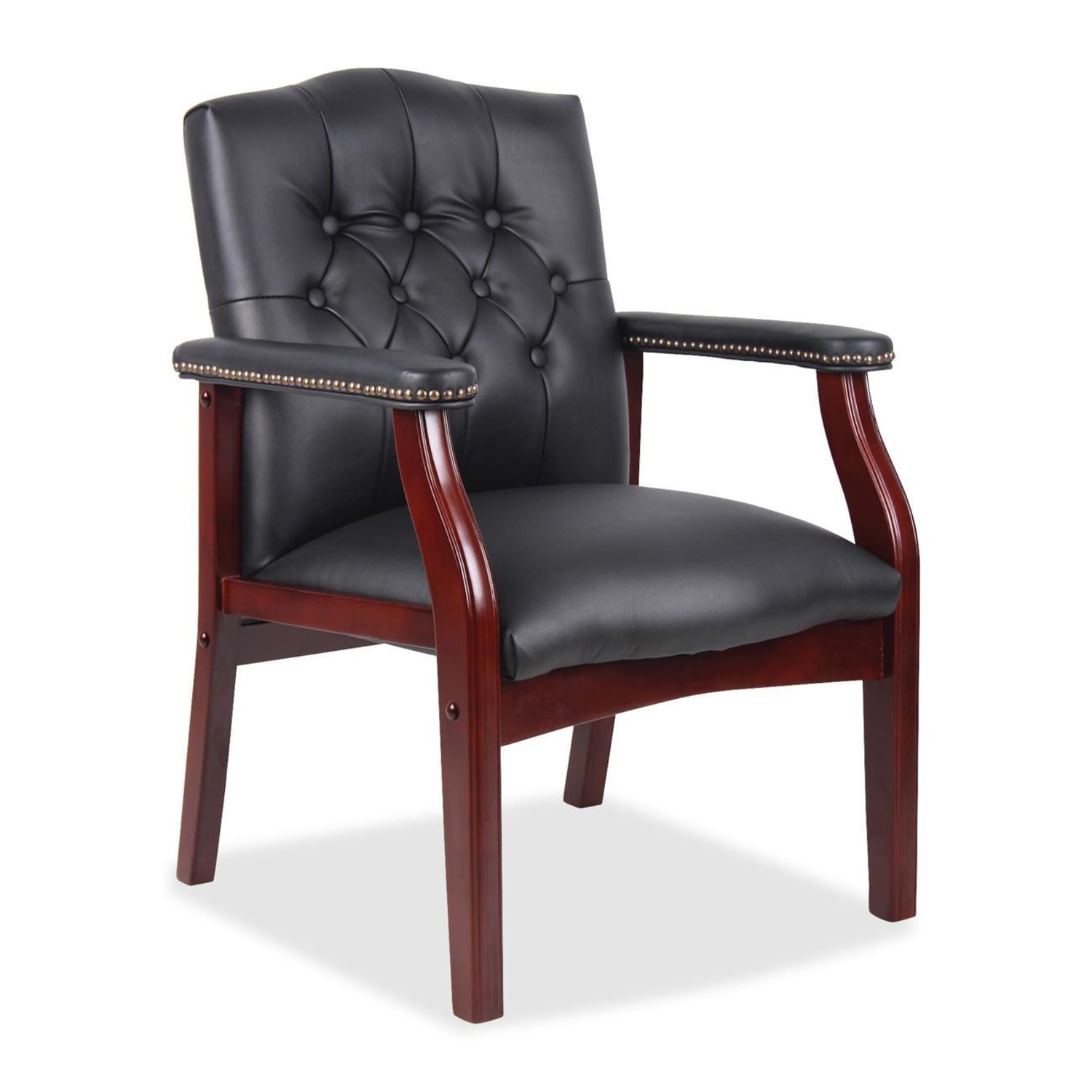 Boss Office Products Traditional Guest Chair MahoganyBlack PopularChairscom
