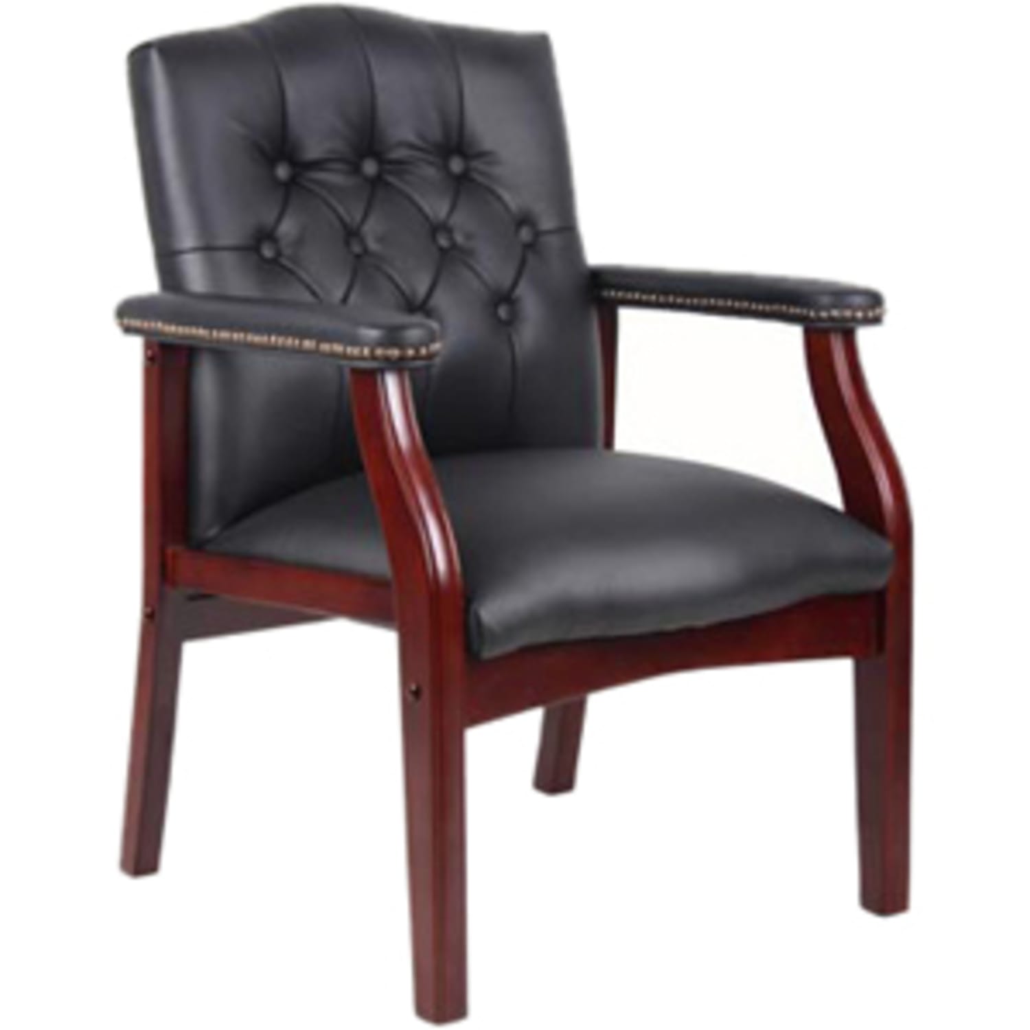 Boss Office Products Traditional Guest Chair MahoganyBlack PopularChairscom
