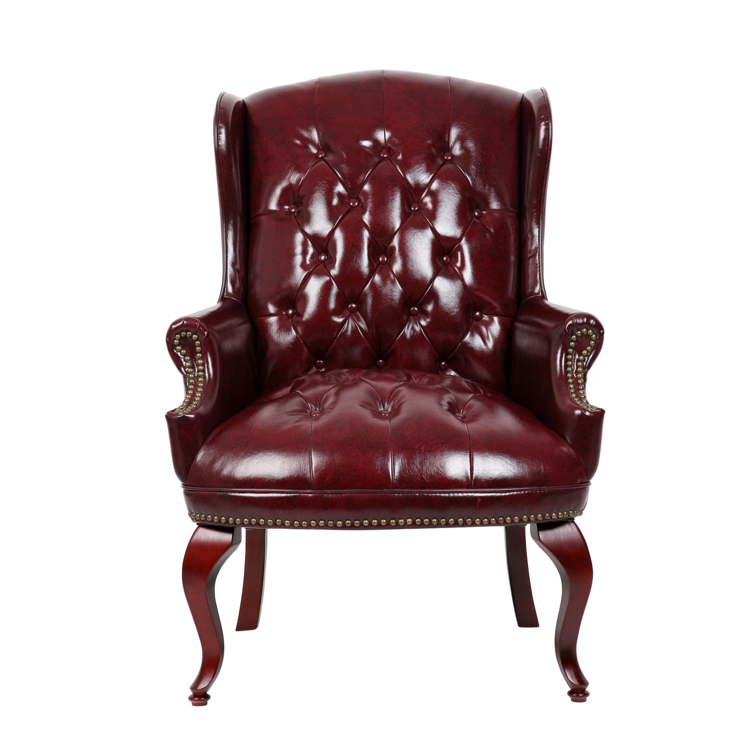 Boss Office Products Traditional High-Back Chair, 41-1/2inH, Burgundy/Mahogany - Image 3