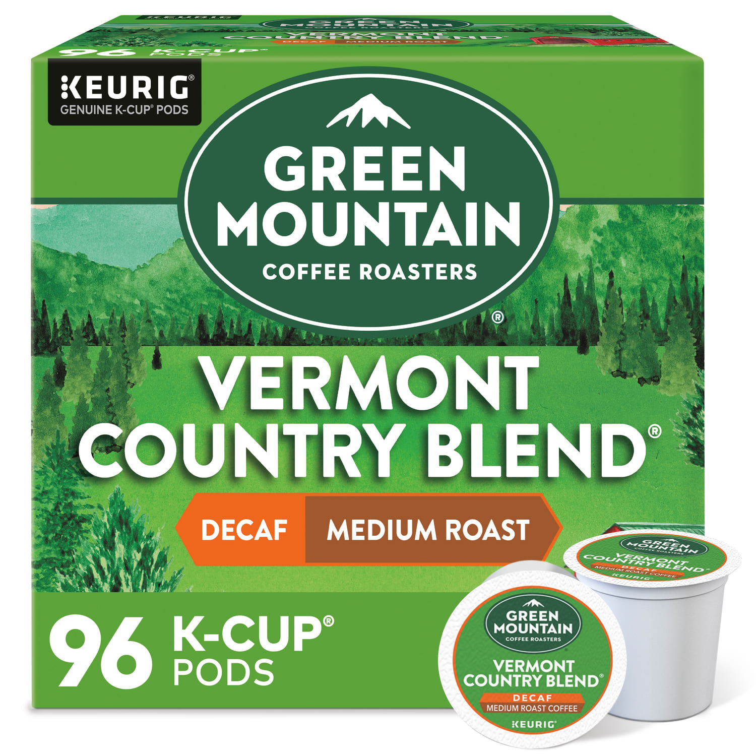 Green Mountain Coffee Single-Serve Coffee K-Cup, Decaffeinated, Vermont Country Blend, Carton Of 96, 4 x 24 Per Box - Image 3