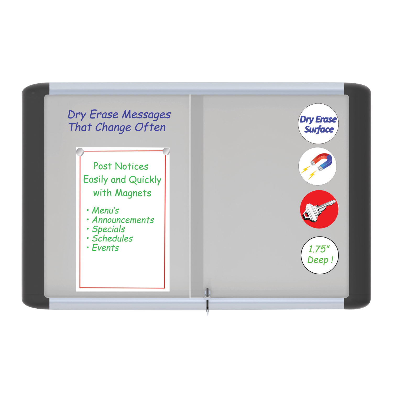 MasterVision Platinum Pure Magnetic Dry-Erase Enclosed Whiteboard, Sliding Door, 36in x 48in, Aluminum Frame With Silver Finish - Image 3