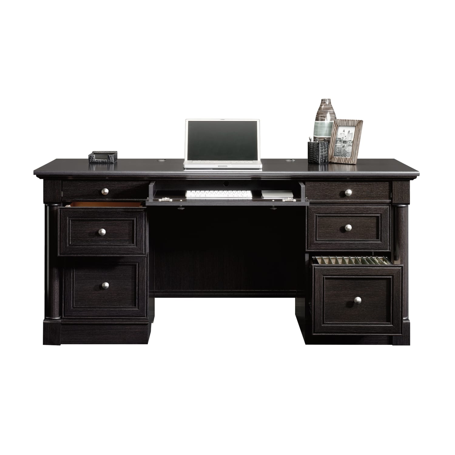Sauder Palladia 66inW Executive Computer Desk, Wind Oak - Image 3