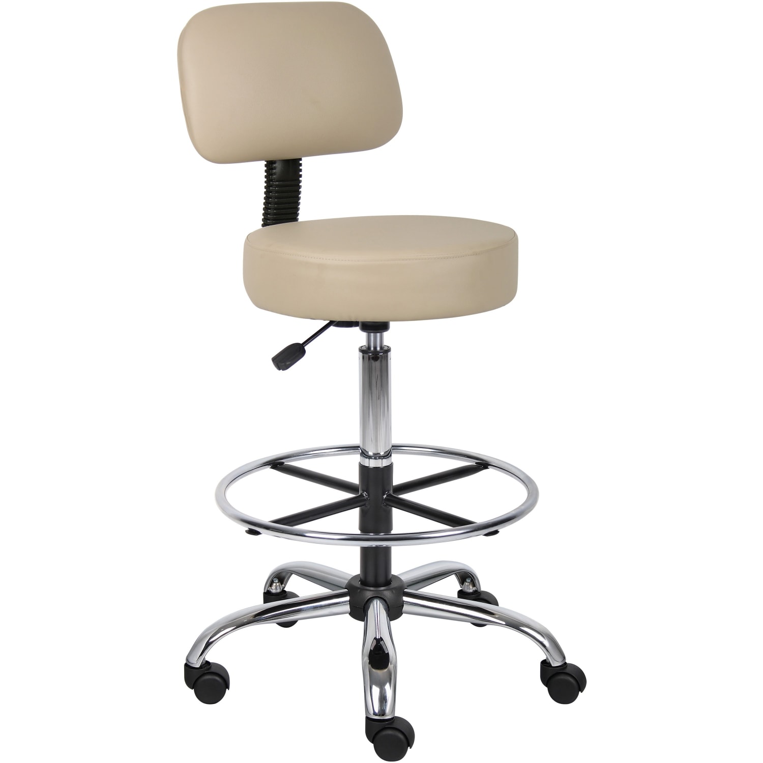 Boss Office Products Antimicrobial Medical Stool With Back And Foot Ring Beige PopularChairscom