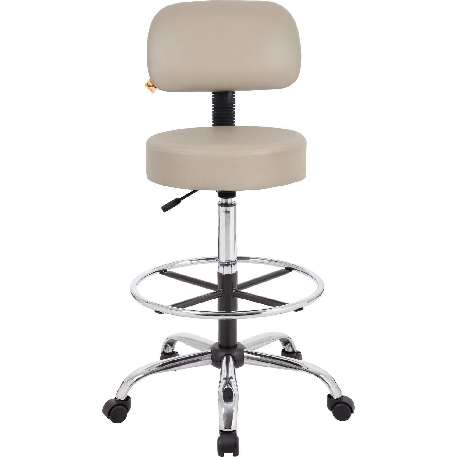 Boss Office Products Antimicrobial Medical Stool With Back And Foot Ring Beige PopularChairscom
