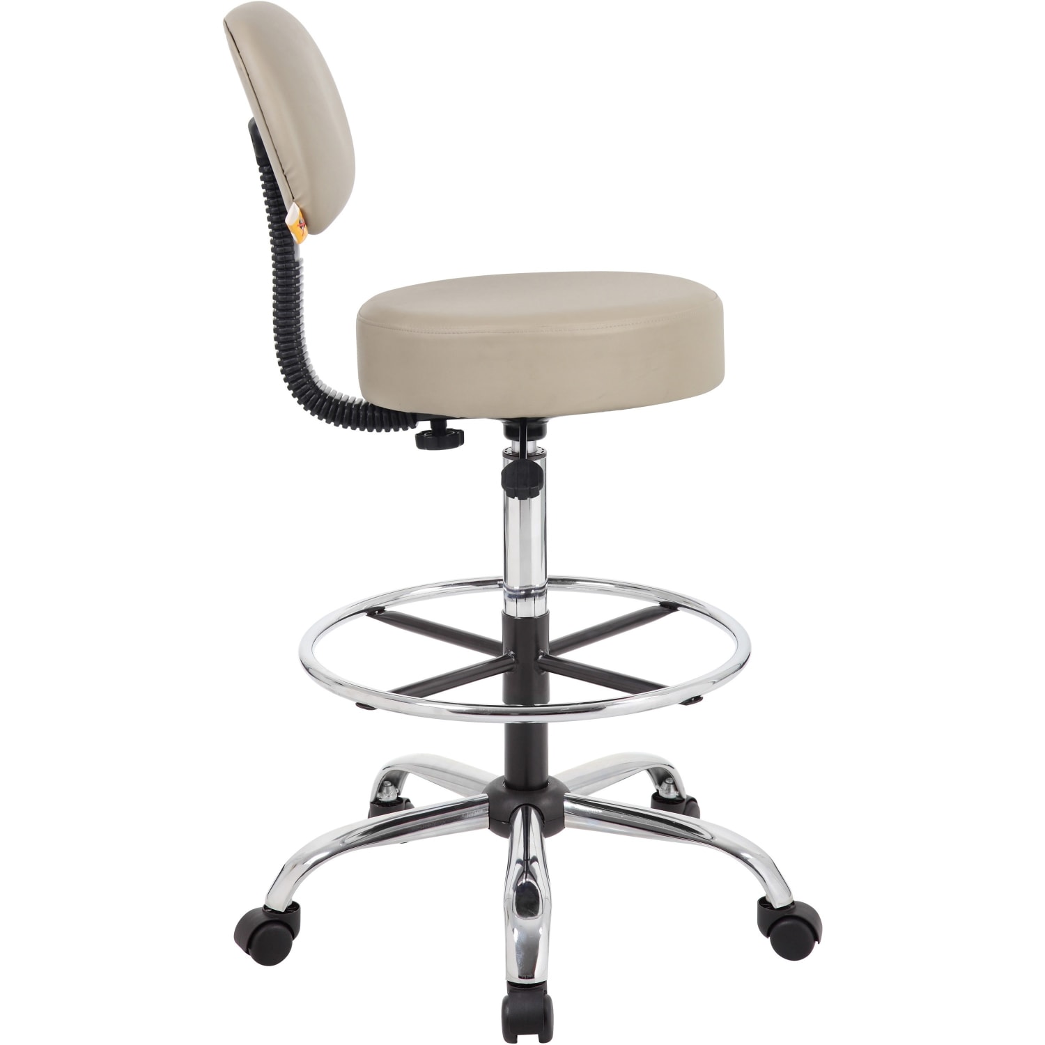 Boss Office Products Antimicrobial Medical Stool With Back And Foot Ring Beige PopularChairscom