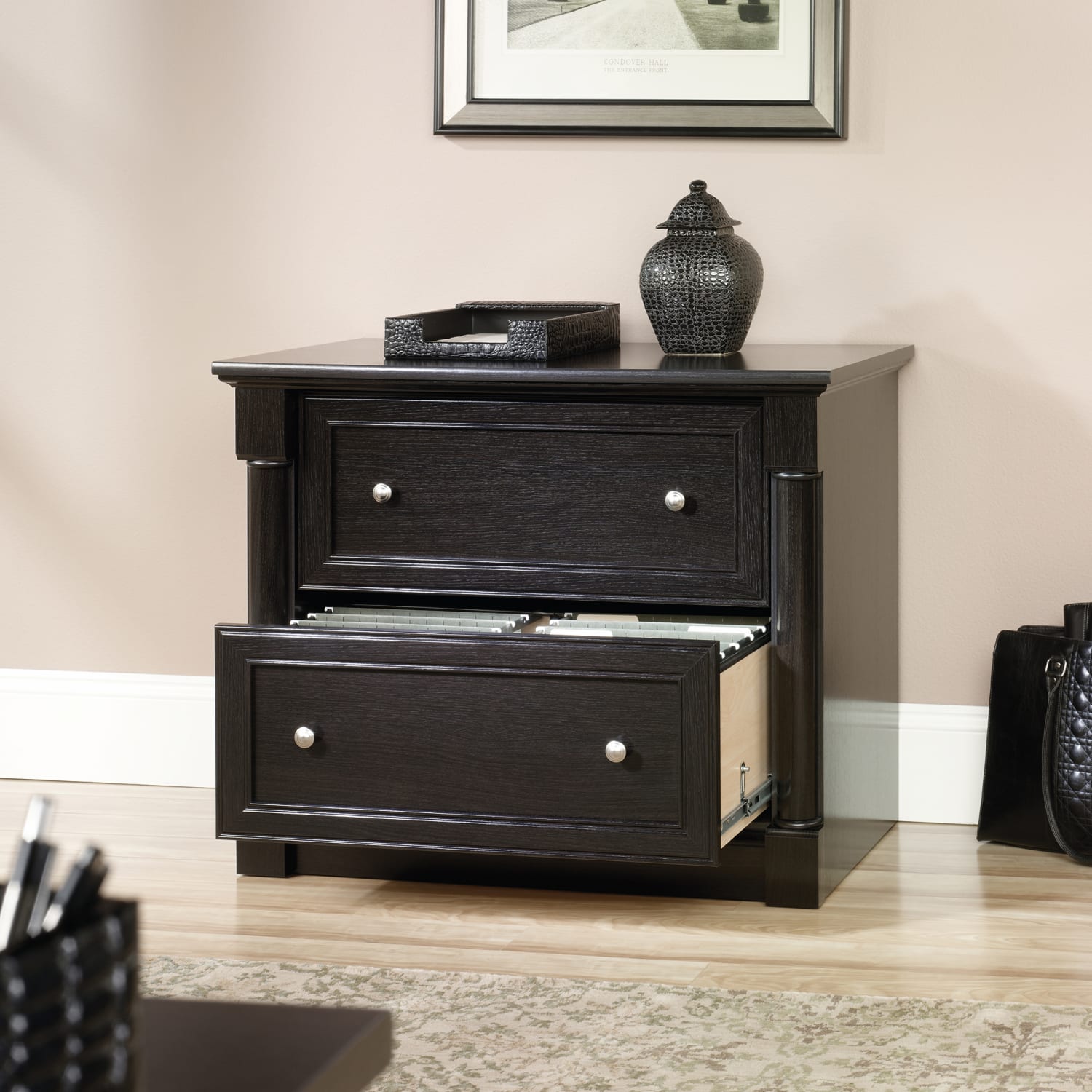 Sauder Palladia 36-13/16inW x 22inD Lateral 2-Drawer File Cabinet, Wind Oak - Image 6