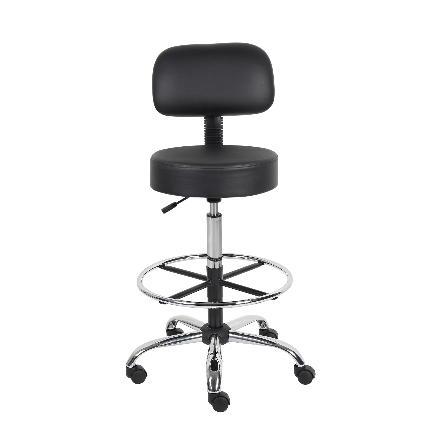 Boss Office Products Antimicrobial Medical Stool With Back And Foot Ring BlackChrome PopularChairscom Boss Office Products Antimicrobial Medical Stool With Back And Foot Ring BlackChrome PopularChairscom