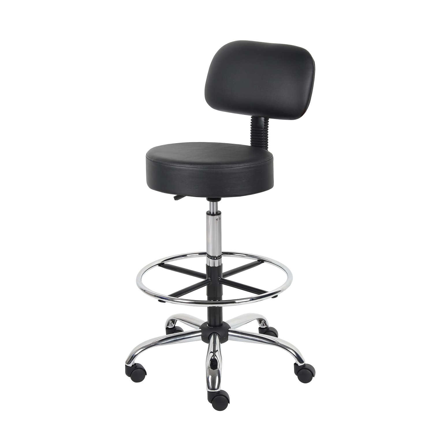 Boss Office Products Antimicrobial Medical Stool With Back And Foot Ring BlackChrome PopularChairscom Boss Office Products Antimicrobial Medical Stool With Back And Foot Ring BlackChrome PopularChairscom