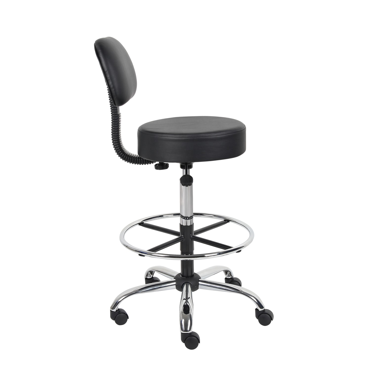 Boss Office Products Antimicrobial Medical Stool With Back And Foot Ring BlackChrome PopularChairscom Boss Office Products Antimicrobial Medical Stool With Back And Foot Ring BlackChrome PopularChairscom