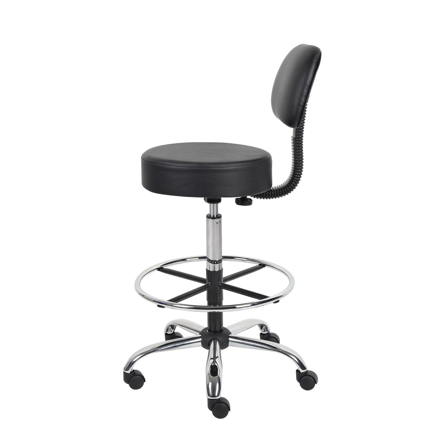 Boss Office Products Antimicrobial Medical Stool With Back And Foot Ring BlackChrome PopularChairscom Boss Office Products Antimicrobial Medical Stool With Back And Foot Ring BlackChrome PopularChairscom