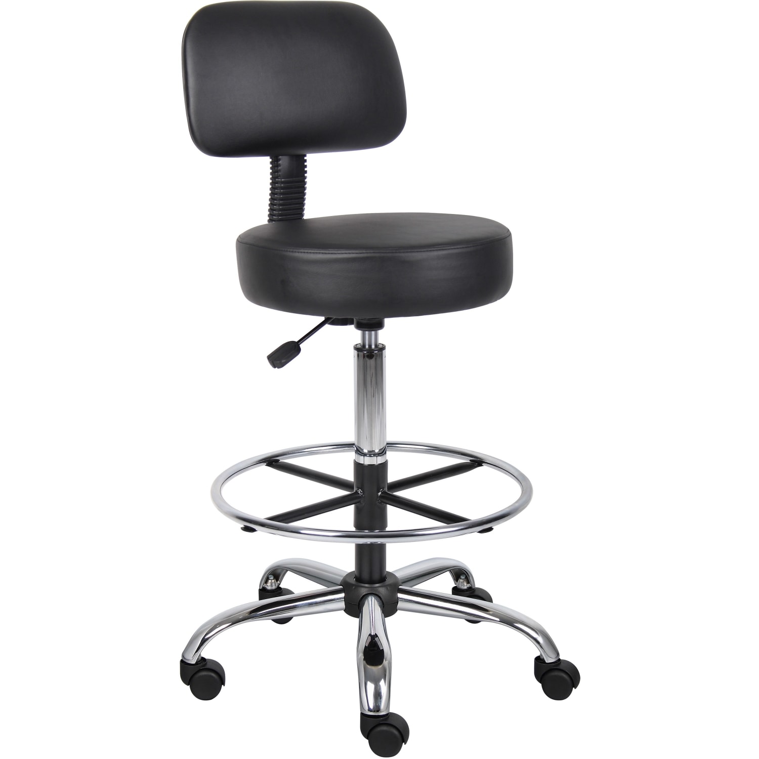 Boss Office Products Antimicrobial Medical Stool With Back And Foot Ring BlackChrome PopularChairscom Boss Office Products Antimicrobial Medical Stool With Back And Foot Ring BlackChrome PopularChairscom